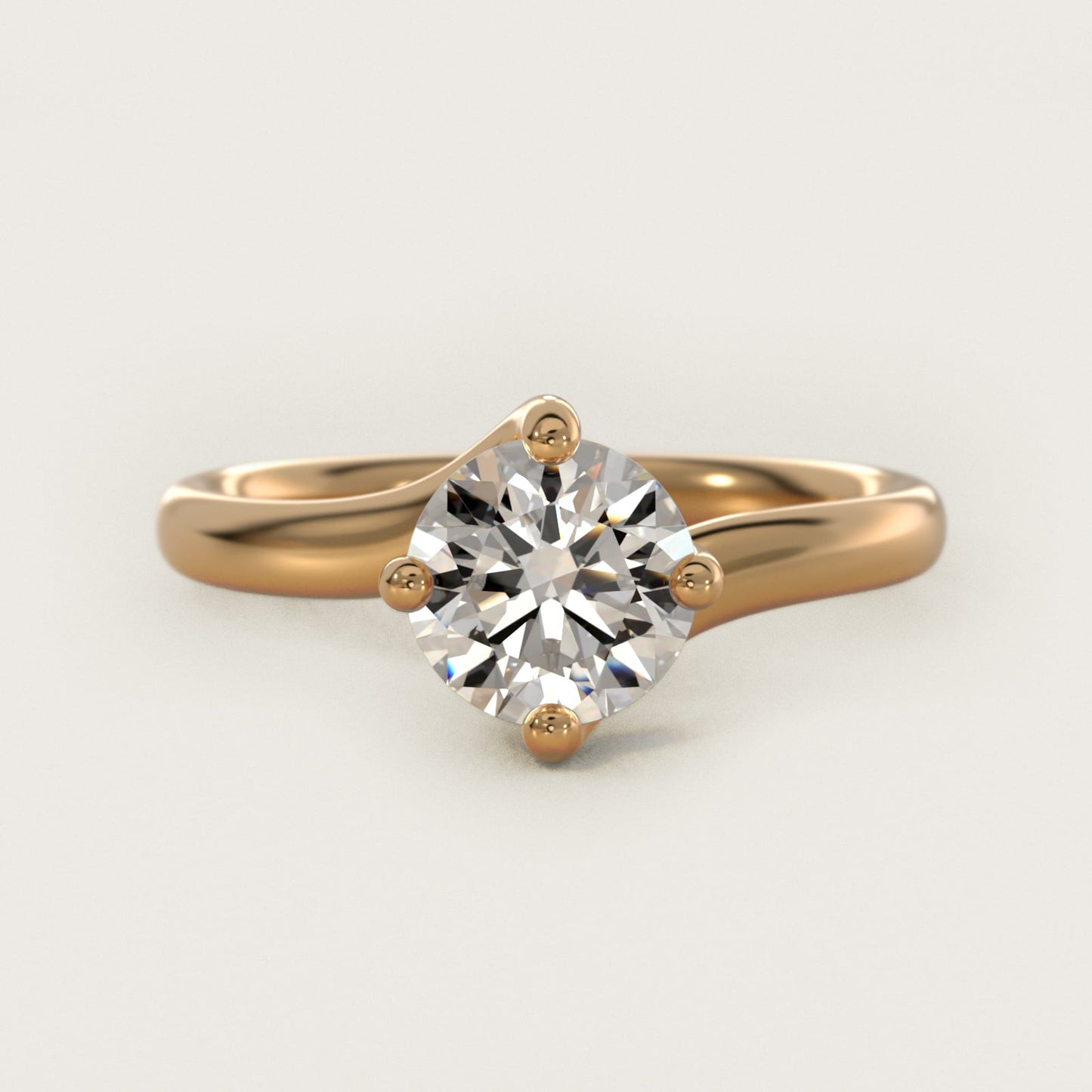Bypass Solitaire Engagement Ring in 18k Yellow Gold By Zac Zac Posen - Round Center