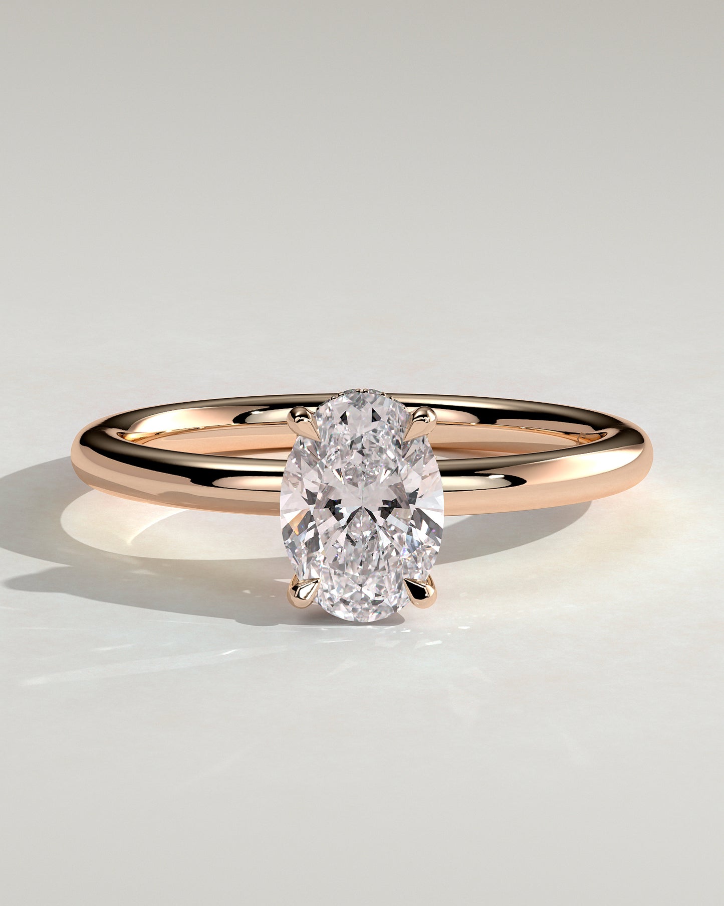Emma  Oval Solitaire with Hidden Halo - 1ct Rose Gold