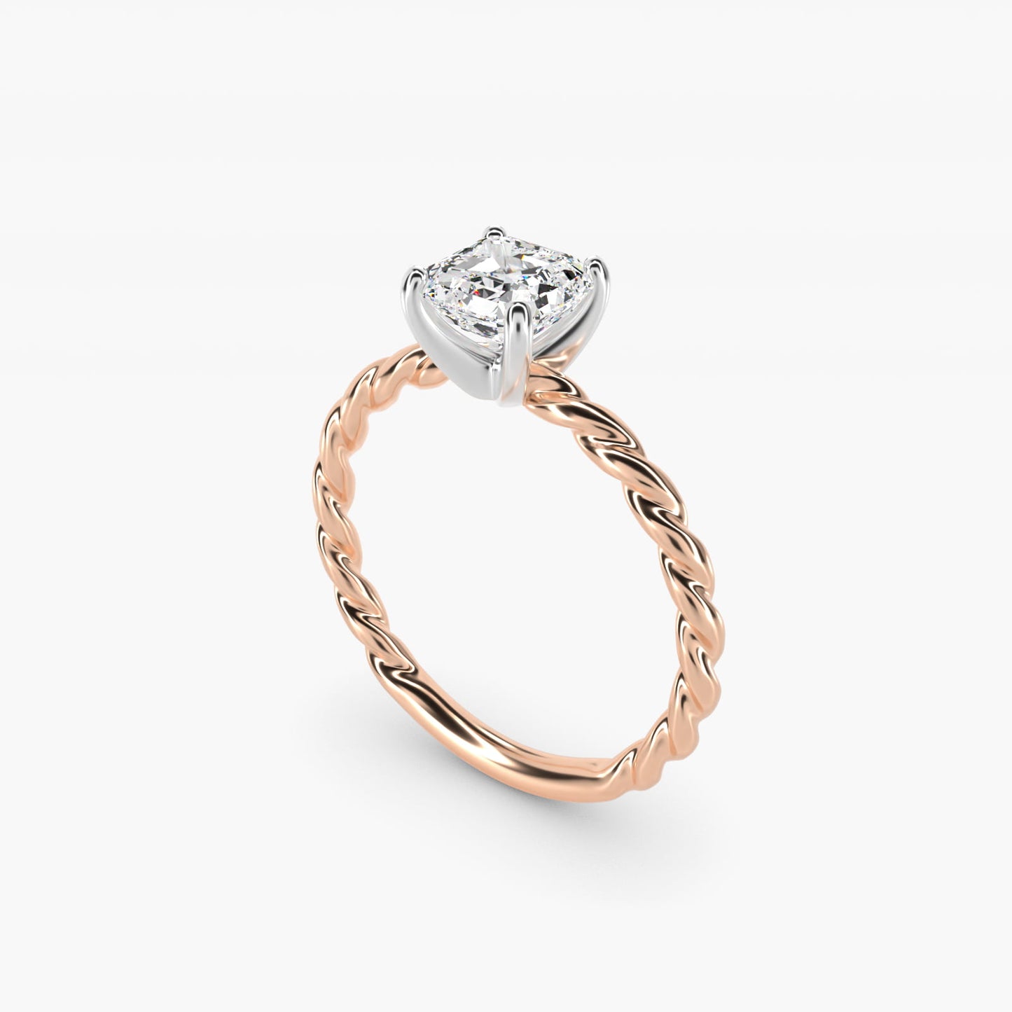 Cable Solitaire Engagement Ring In 18k Rose Gold By James Allen - Asscher Center