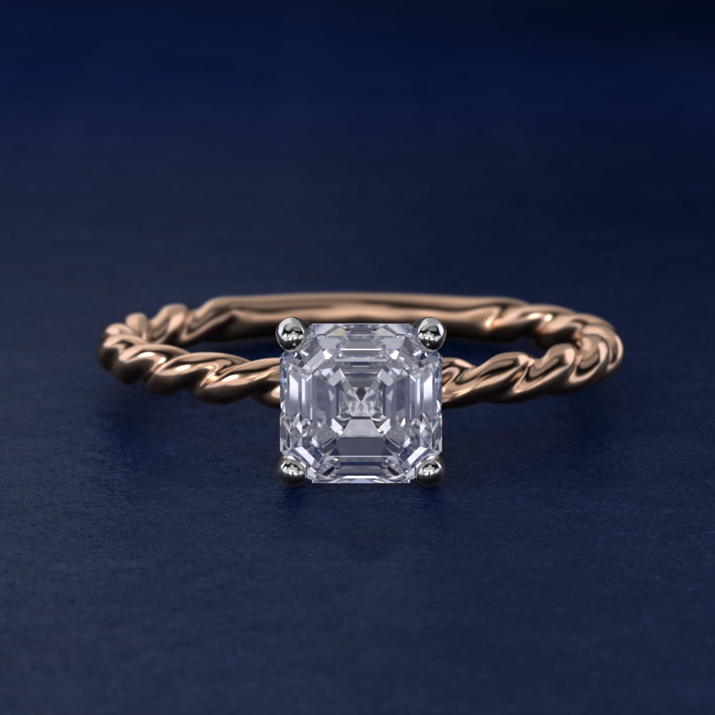 Cable Solitaire Engagement Ring In 18k Rose Gold By James Allen - Asscher Center