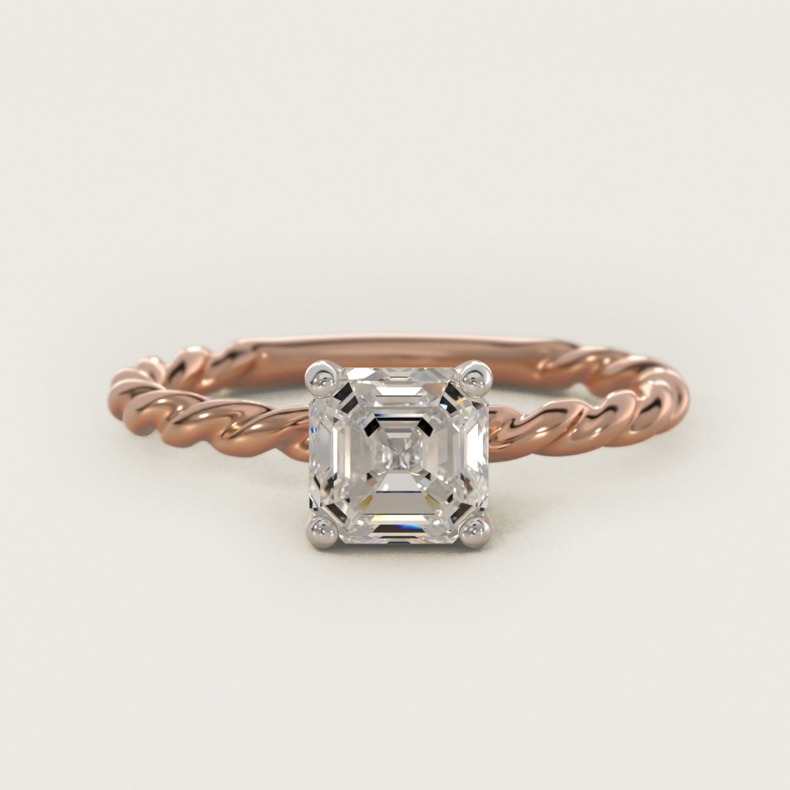 Cable Solitaire Engagement Ring In 14K Rose Gold By James Allen - Asscher Center