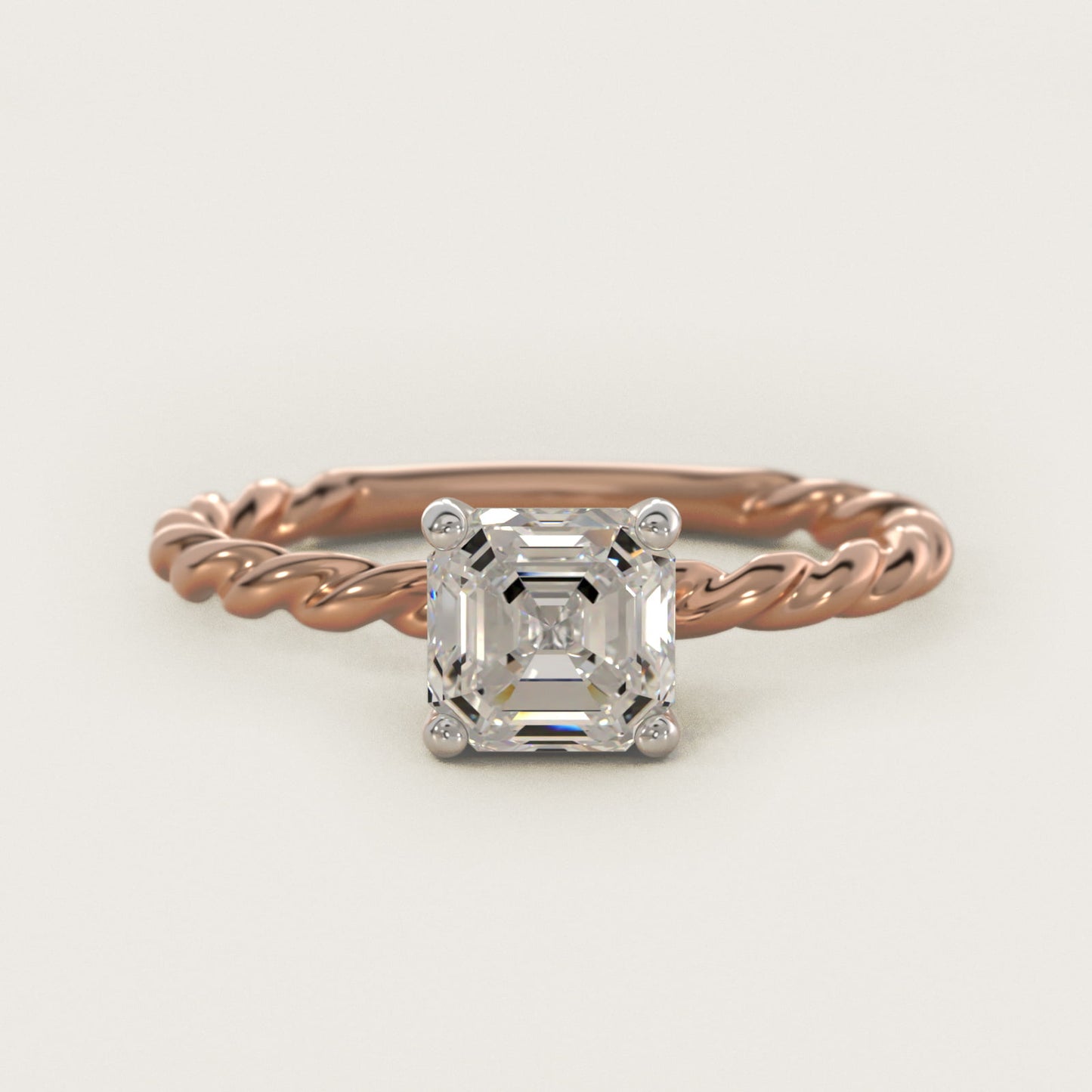 Cable Solitaire Engagement Ring In 18k Rose Gold By James Allen - Asscher Center