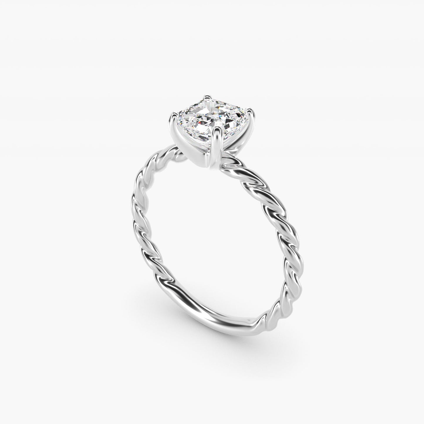 Cable Solitaire Engagement Ring In 14K White Gold By James Allen - Asscher Center