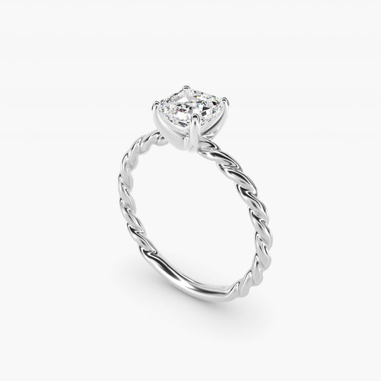 Cable Solitaire Engagement Ring In 18k White Gold By James Allen - Asscher Center