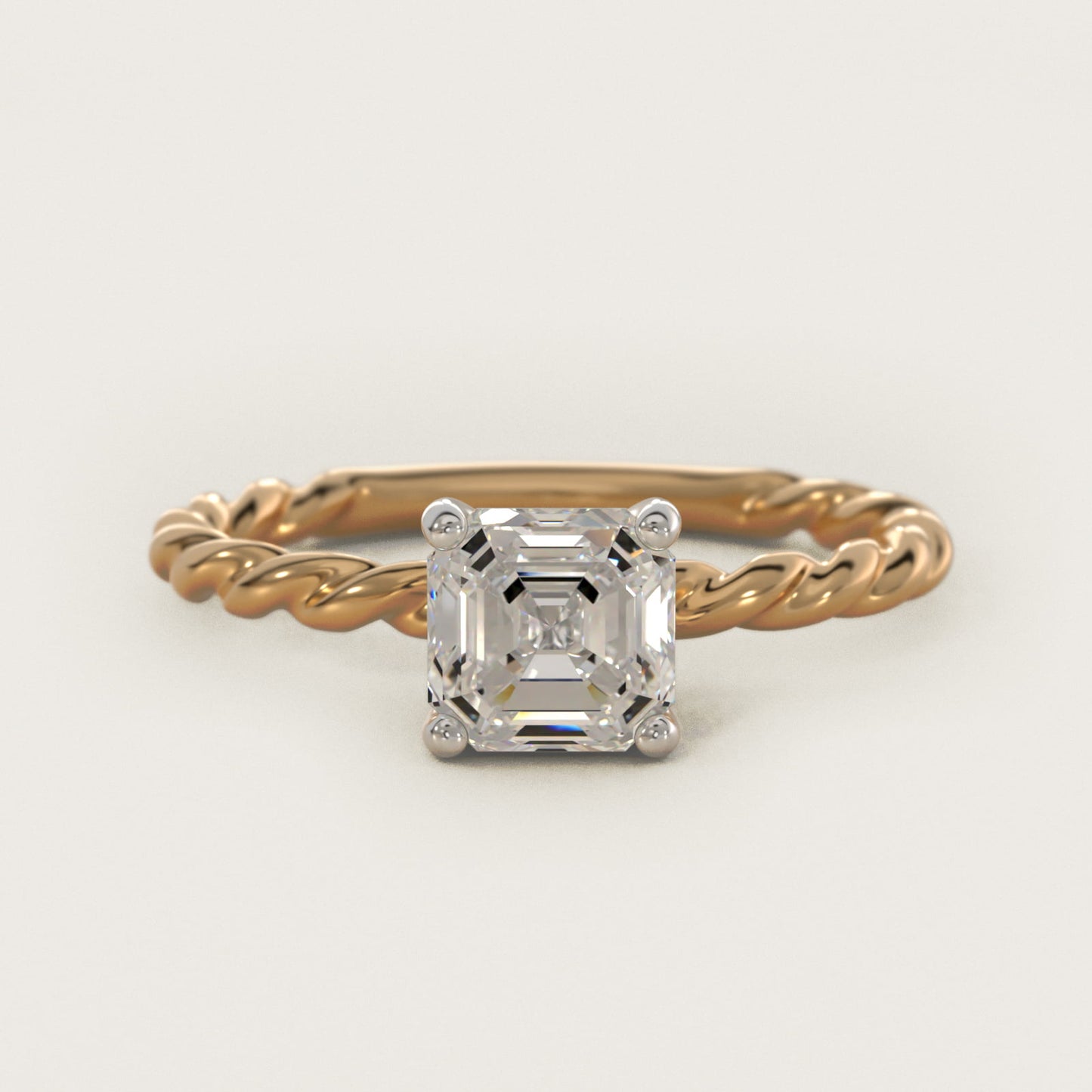 Cable Solitaire Engagement Ring In 14K Yellow Gold By James Allen - Asscher Center