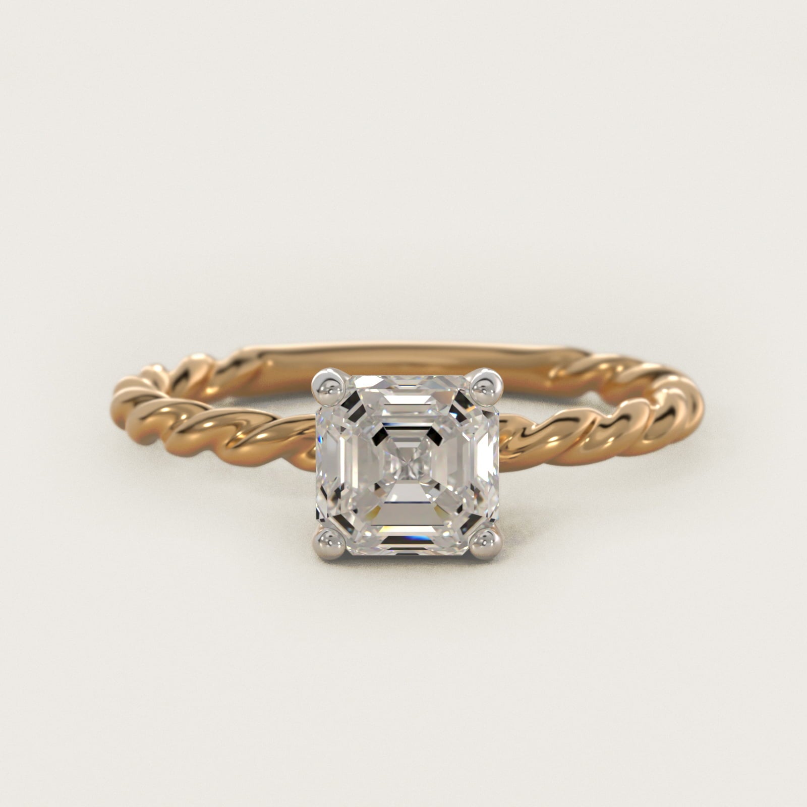 Cable Solitaire Engagement Ring In 14K Yellow Gold By James Allen - Asscher Center