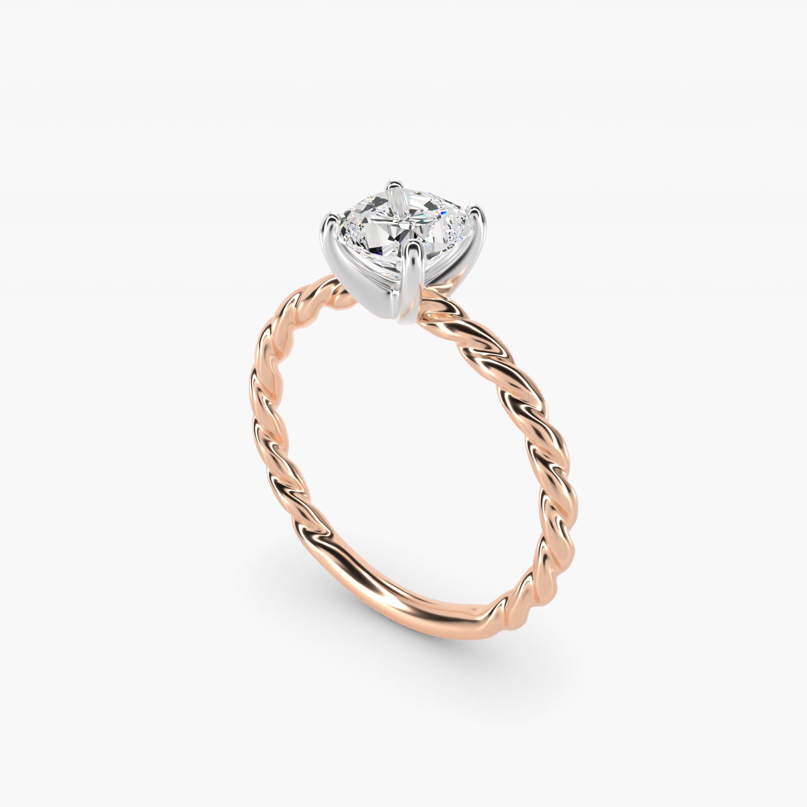 Cable Solitaire Engagement Ring In 14K Rose Gold By James Allen - Cushion Center