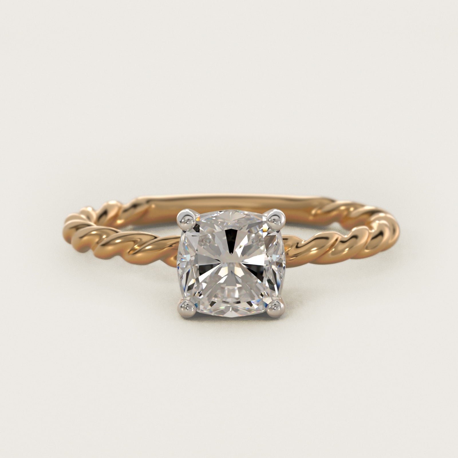 Cable Solitaire Engagement Ring In 18k Yellow Gold By James Allen - Cushion Center
