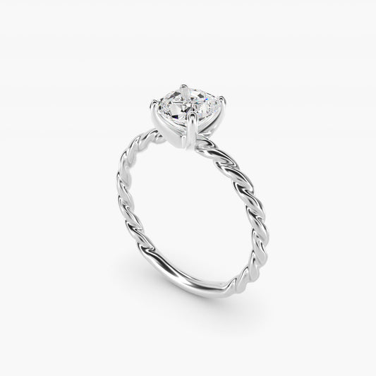 Cable Solitaire Engagement Ring In Platinum By James Allen - Cushion Center