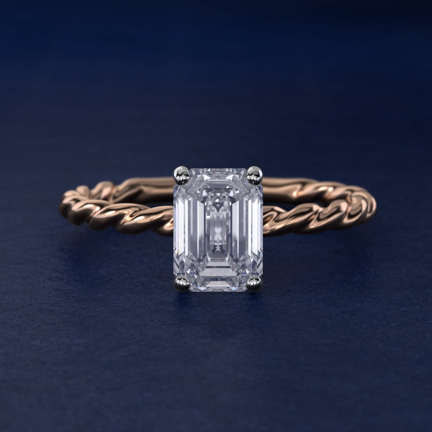 Cable Solitaire Engagement Ring In 18k Rose Gold By James Allen - Emerald Center