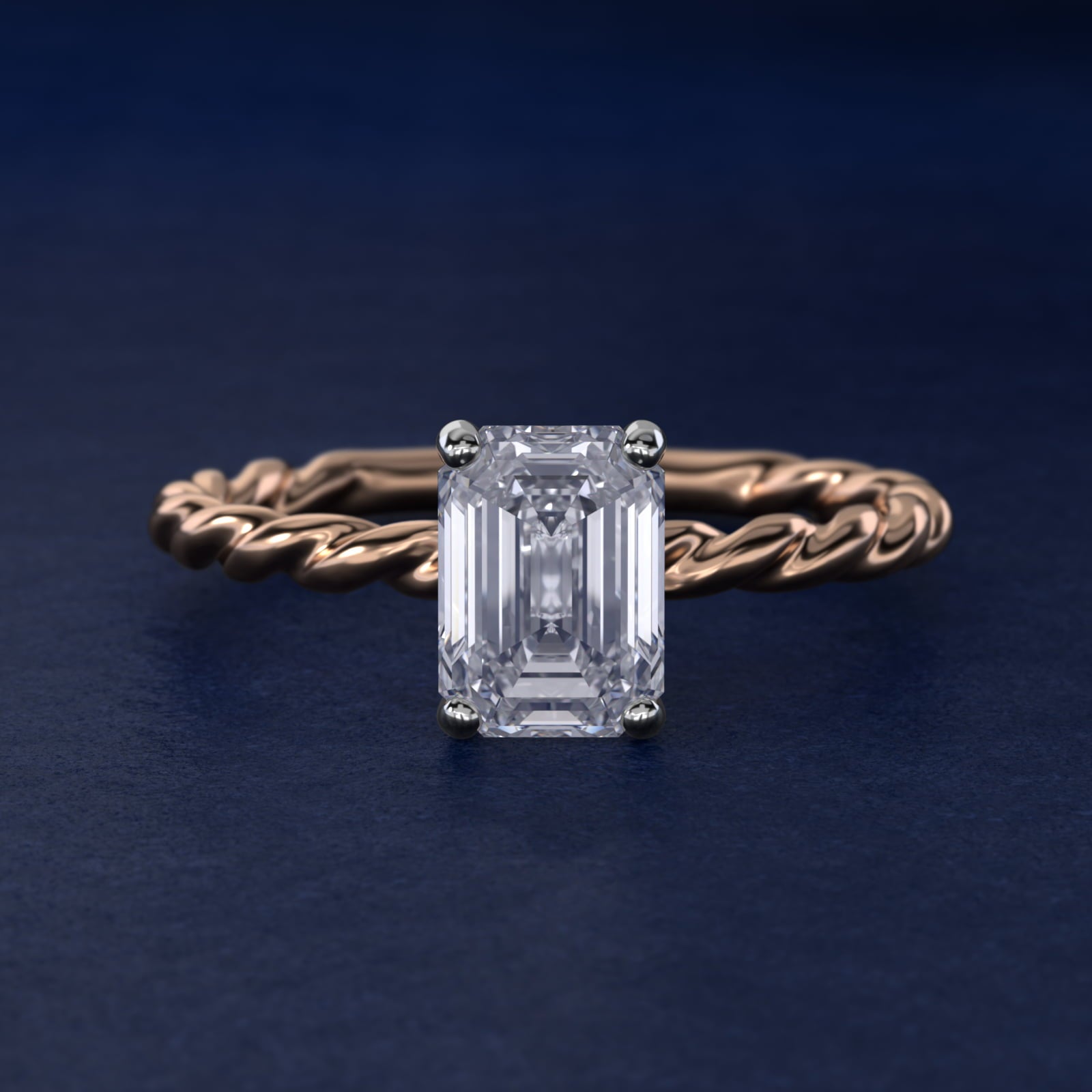 Cable Solitaire Engagement Ring In 18k Rose Gold By James Allen - Emerald Center