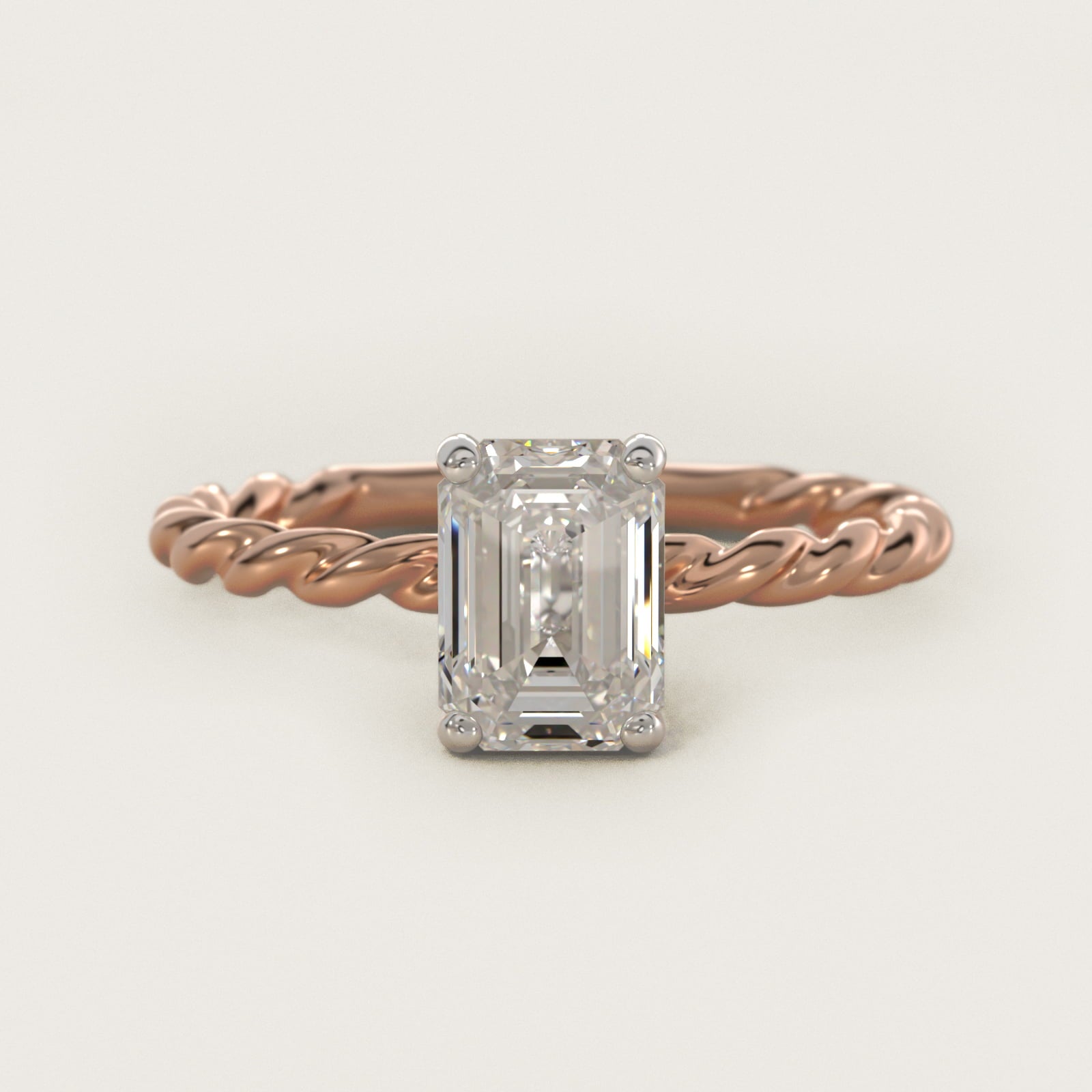Cable Solitaire Engagement Ring In 14K Rose Gold By James Allen - Emerald Center