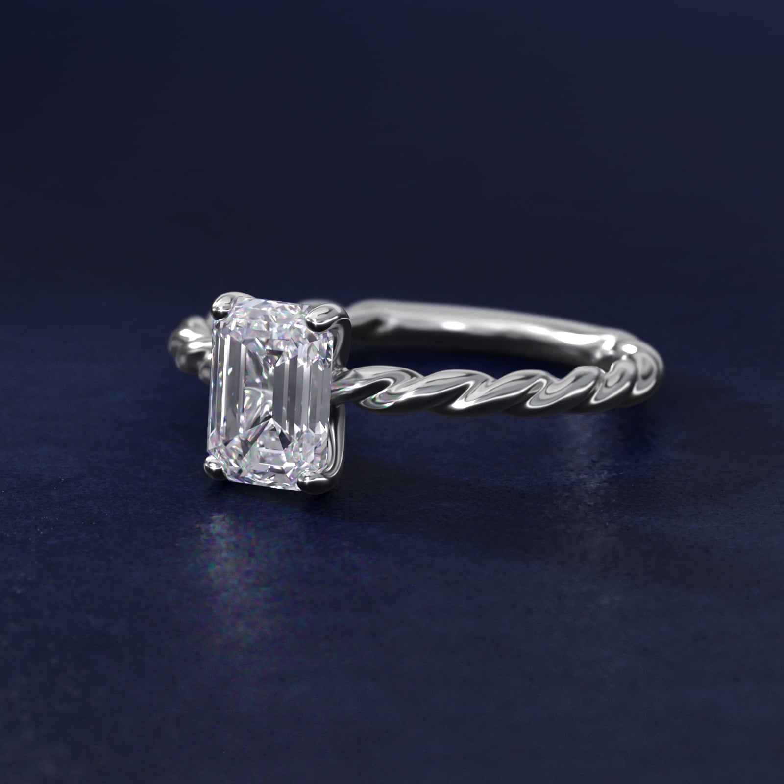 Cable Solitaire Engagement Ring In 14K White Gold By James Allen - Emerald Center