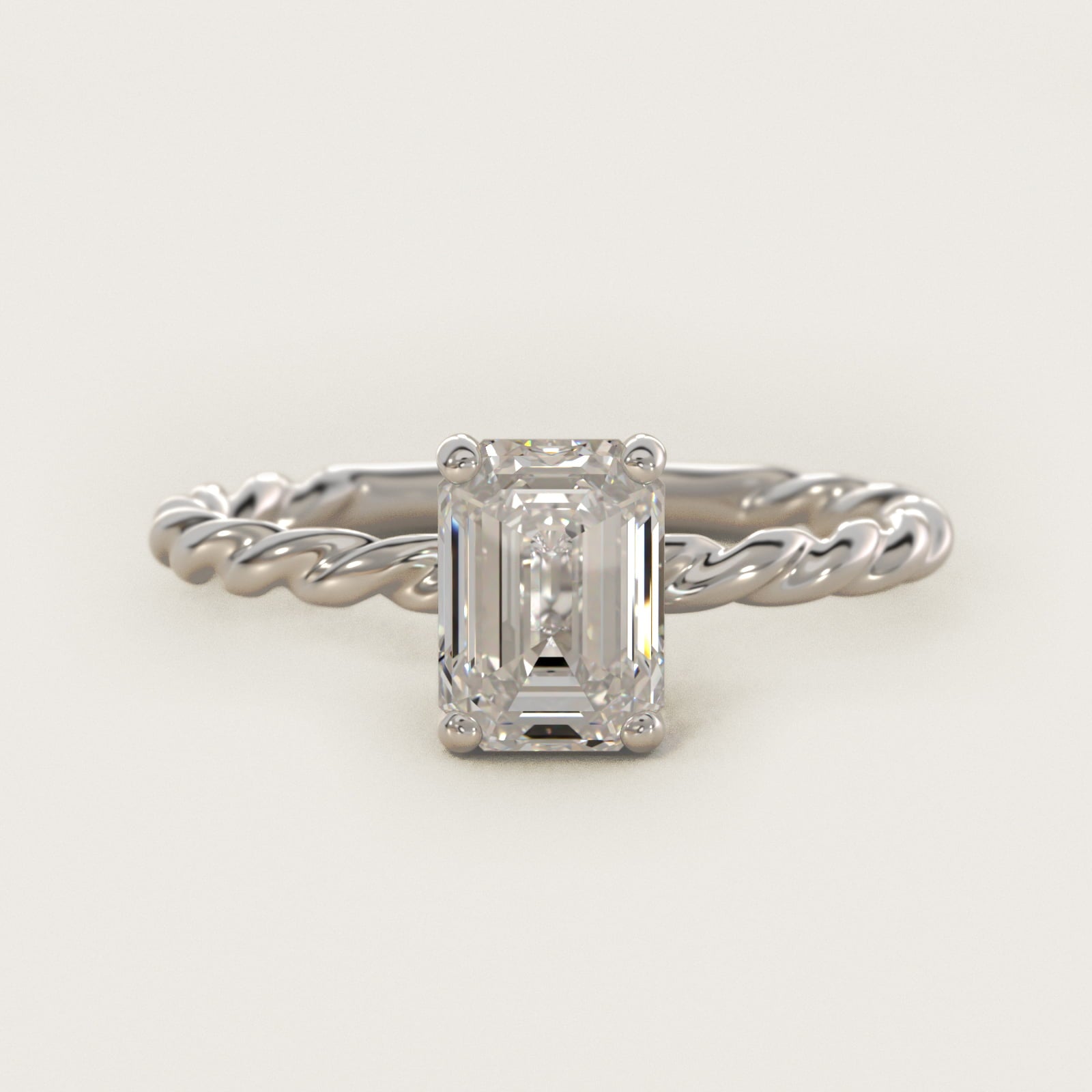 Cable Solitaire Engagement Ring In 14K White Gold By James Allen - Emerald Center