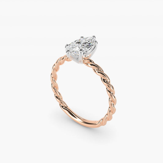 Cable Solitaire Engagement Ring In 18k Rose Gold By James Allen - Marquise Center