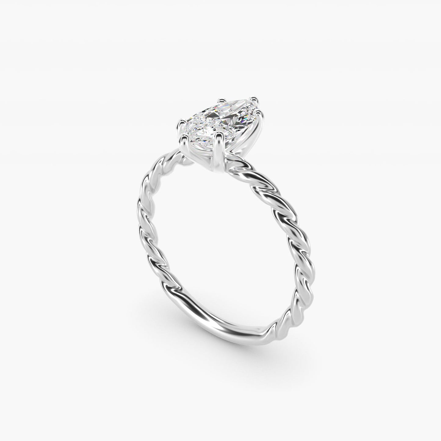 Cable Solitaire Engagement Ring In 18k White Gold By James Allen - Marquise Center