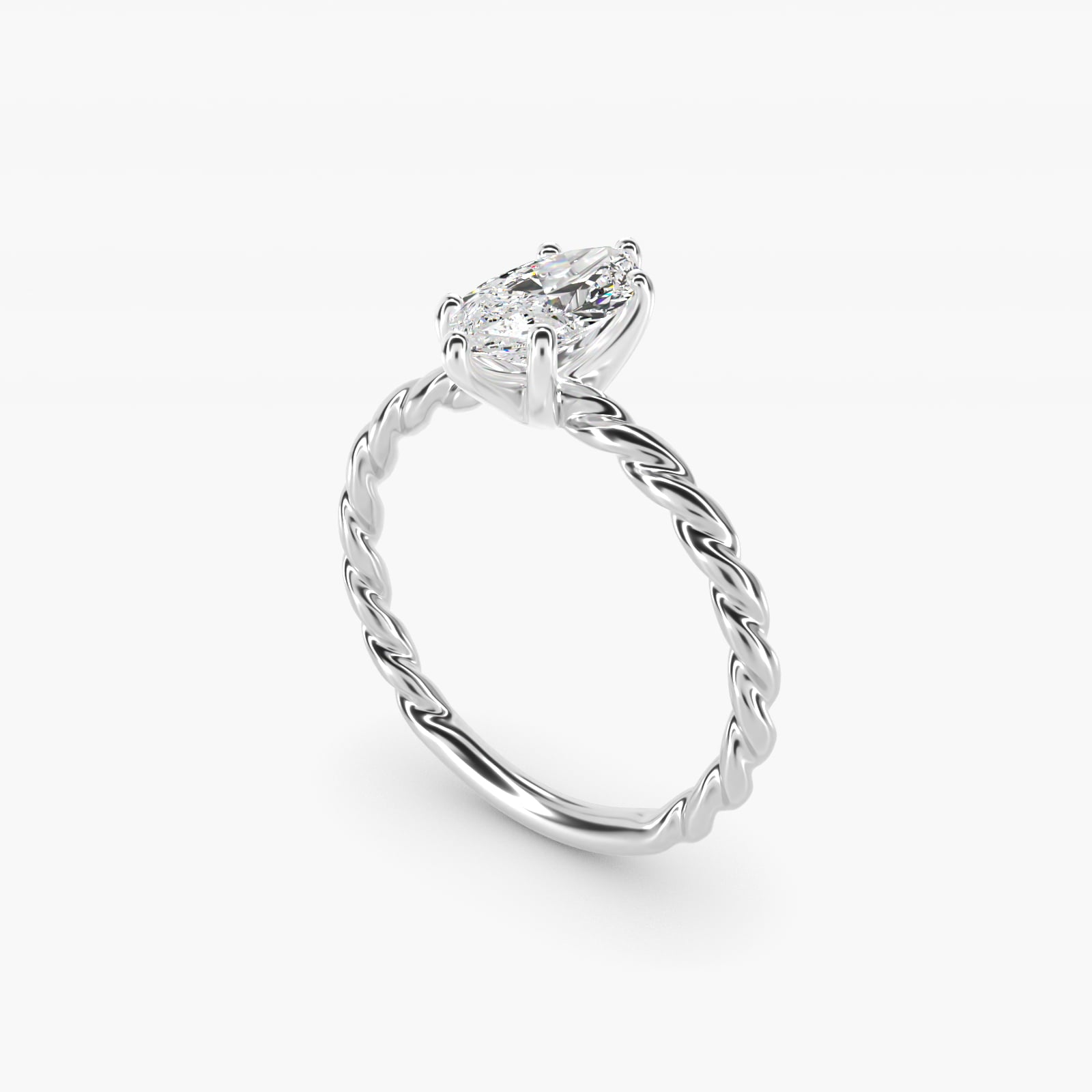 Cable Solitaire Engagement Ring In 18k White Gold By James Allen - Marquise Center
