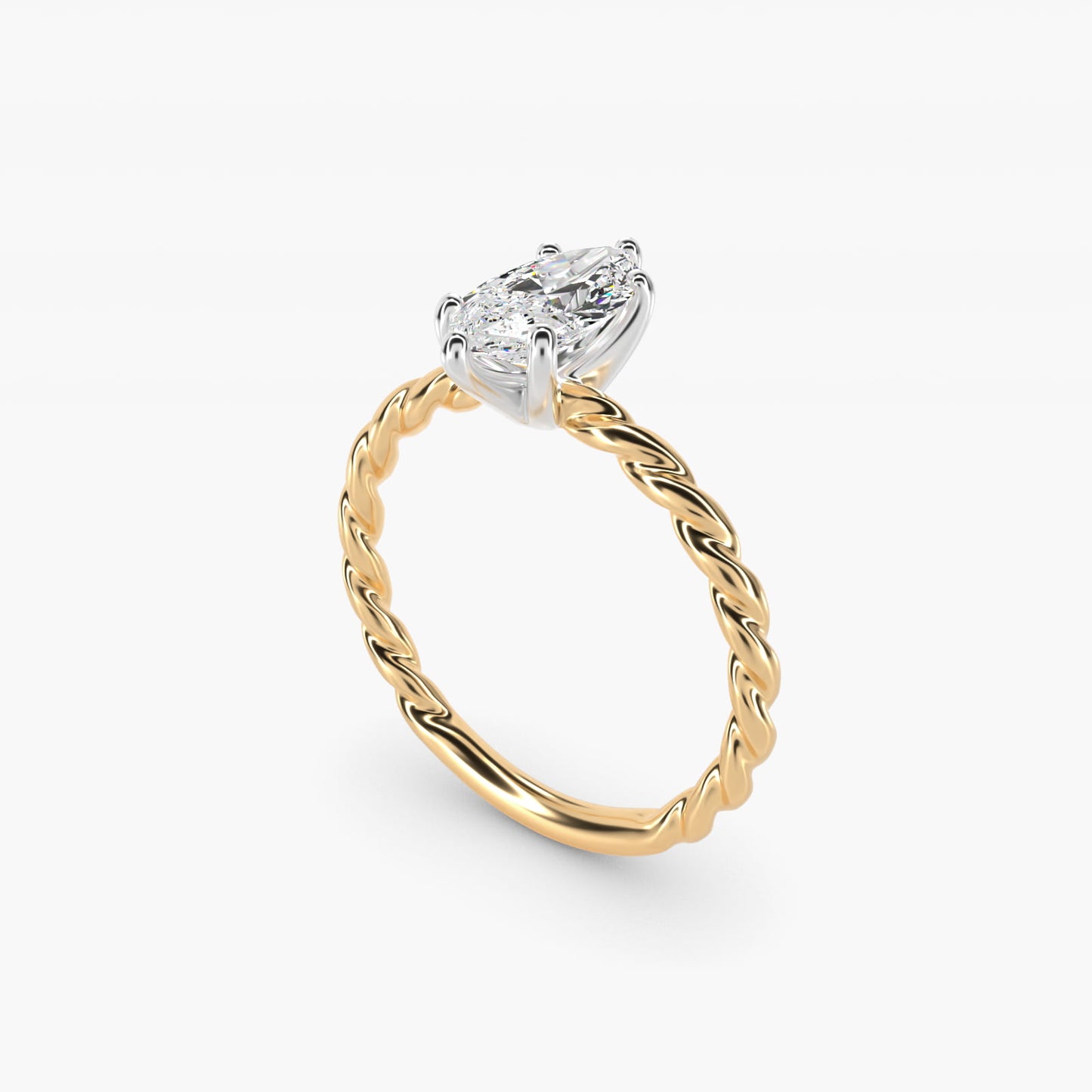 Cable Solitaire Engagement Ring In 18k Yellow Gold By James Allen - Marquise Center