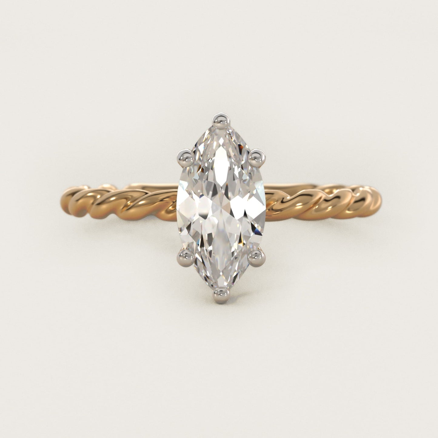 Cable Solitaire Engagement Ring In 18k Yellow Gold By James Allen - Marquise Center