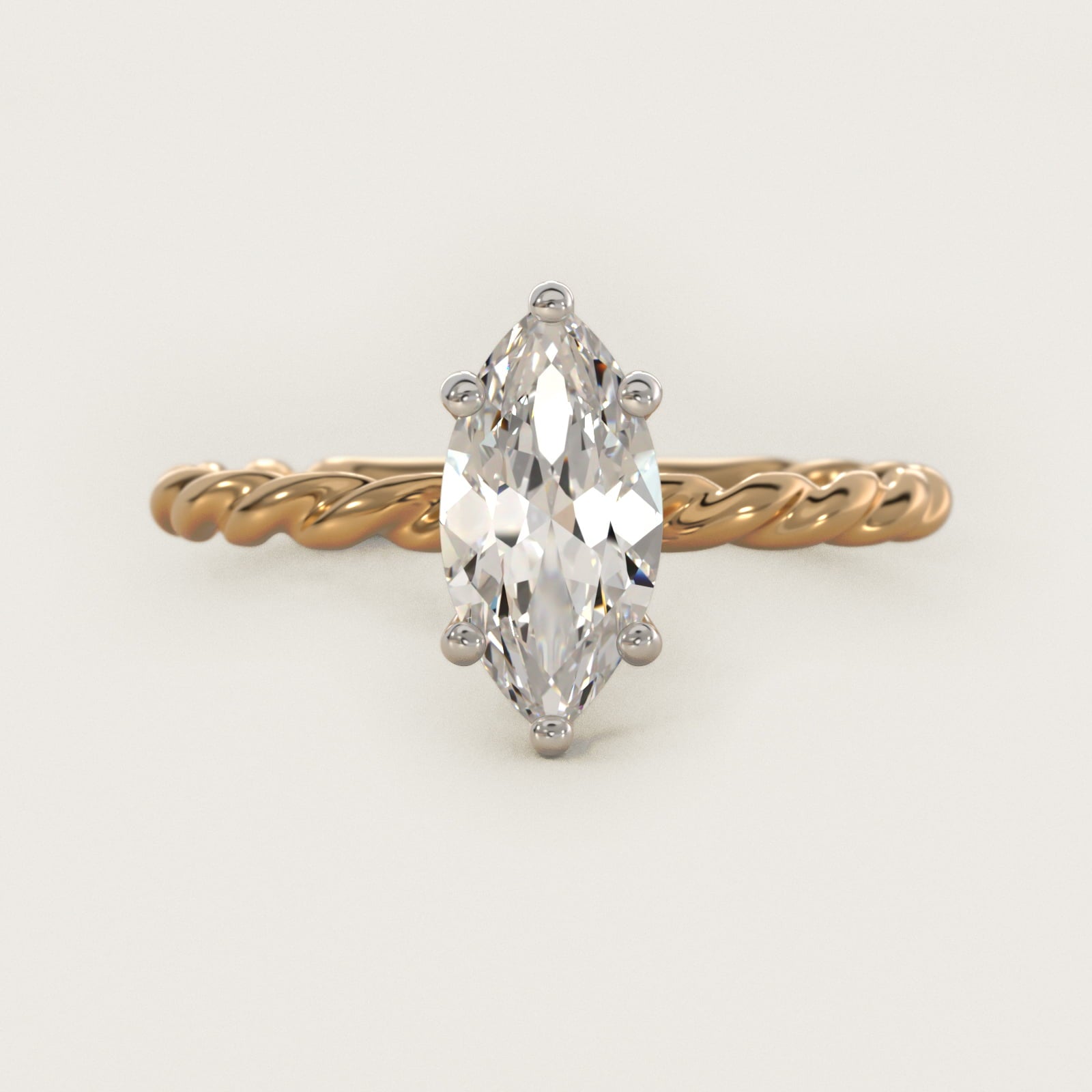 Cable Solitaire Engagement Ring In 18k Yellow Gold By James Allen - Marquise Center