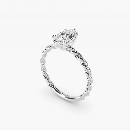 Cable Solitaire Engagement Ring In Platinum By James Allen - Marquise Center