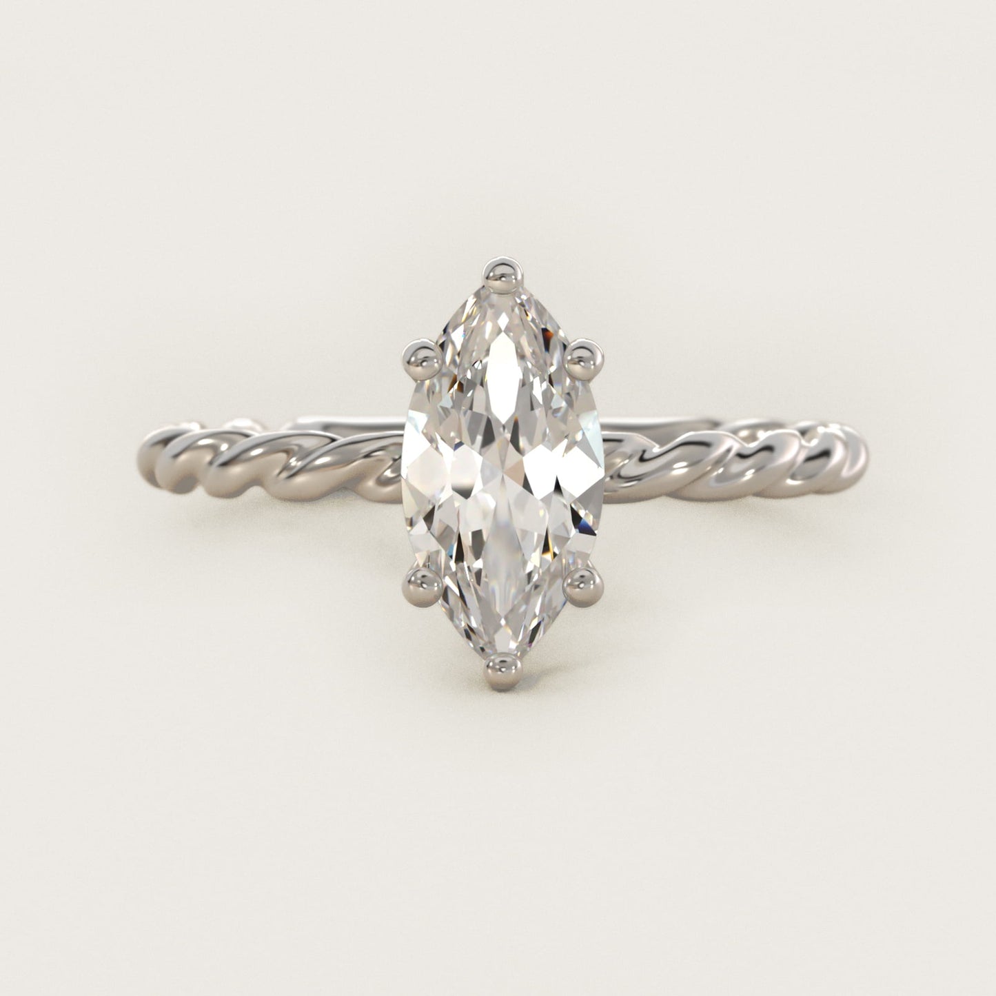 Cable Solitaire Engagement Ring In Platinum By James Allen - Marquise Center