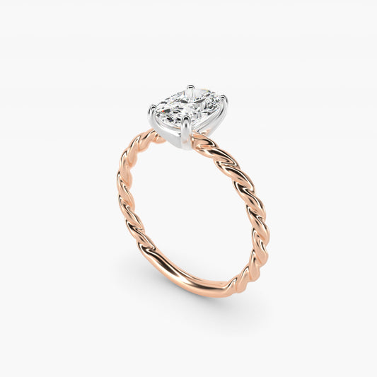 Cable Solitaire Engagement Ring In 18k Rose Gold By James Allen - Oval Center