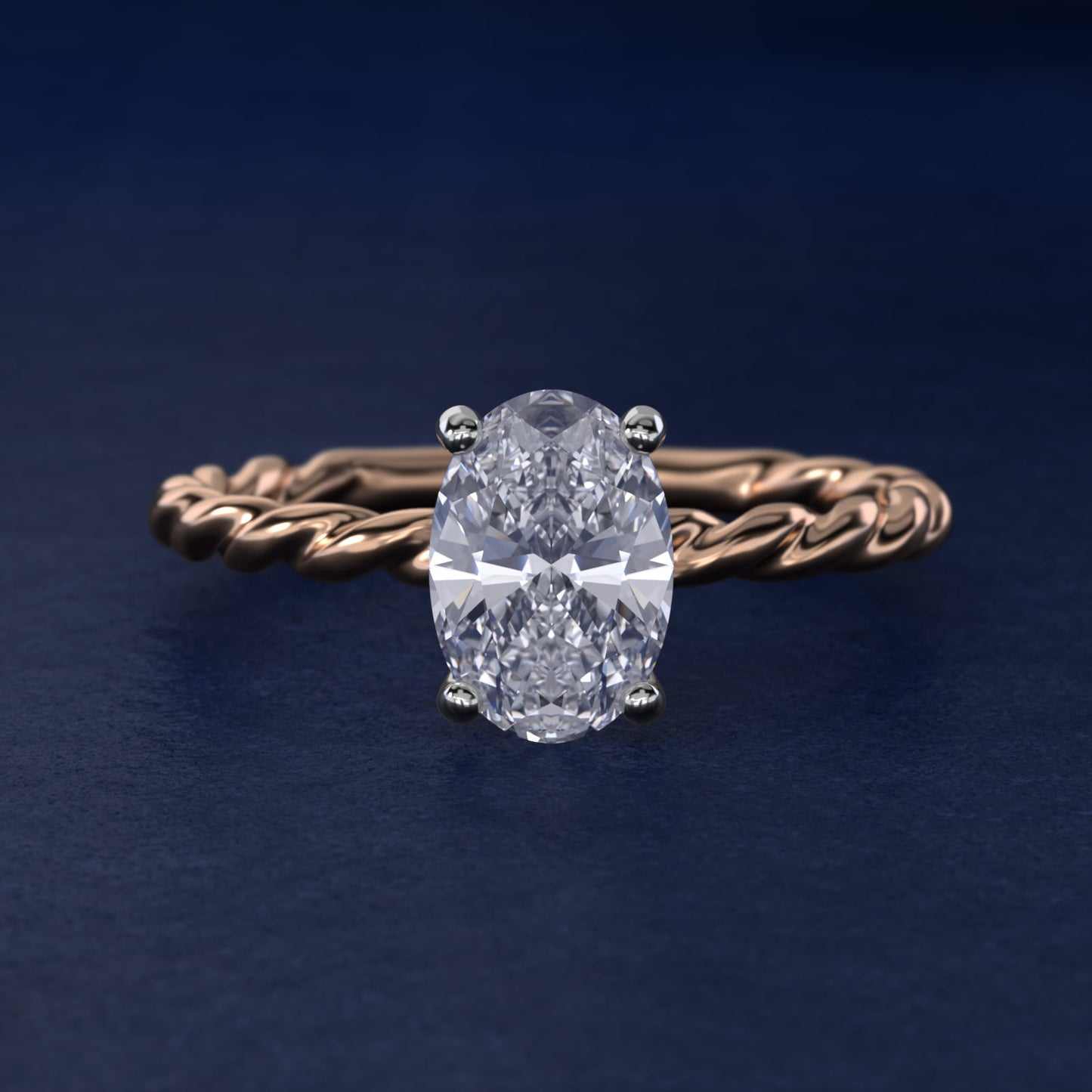 Cable Solitaire Engagement Ring In 14K Rose Gold By James Allen - Oval Center