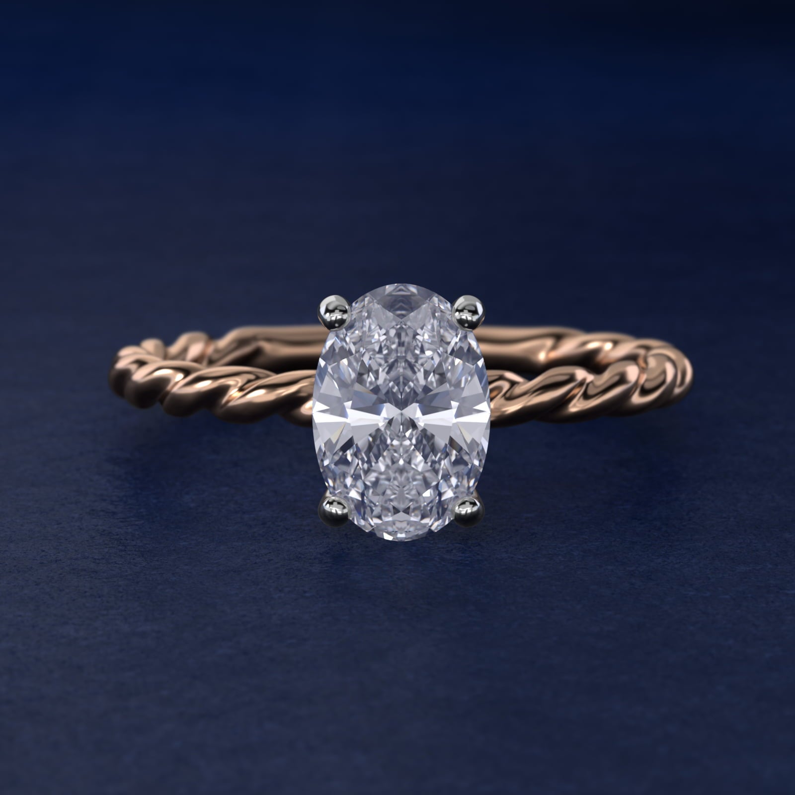 Cable Solitaire Engagement Ring In 14K Rose Gold By James Allen - Oval Center