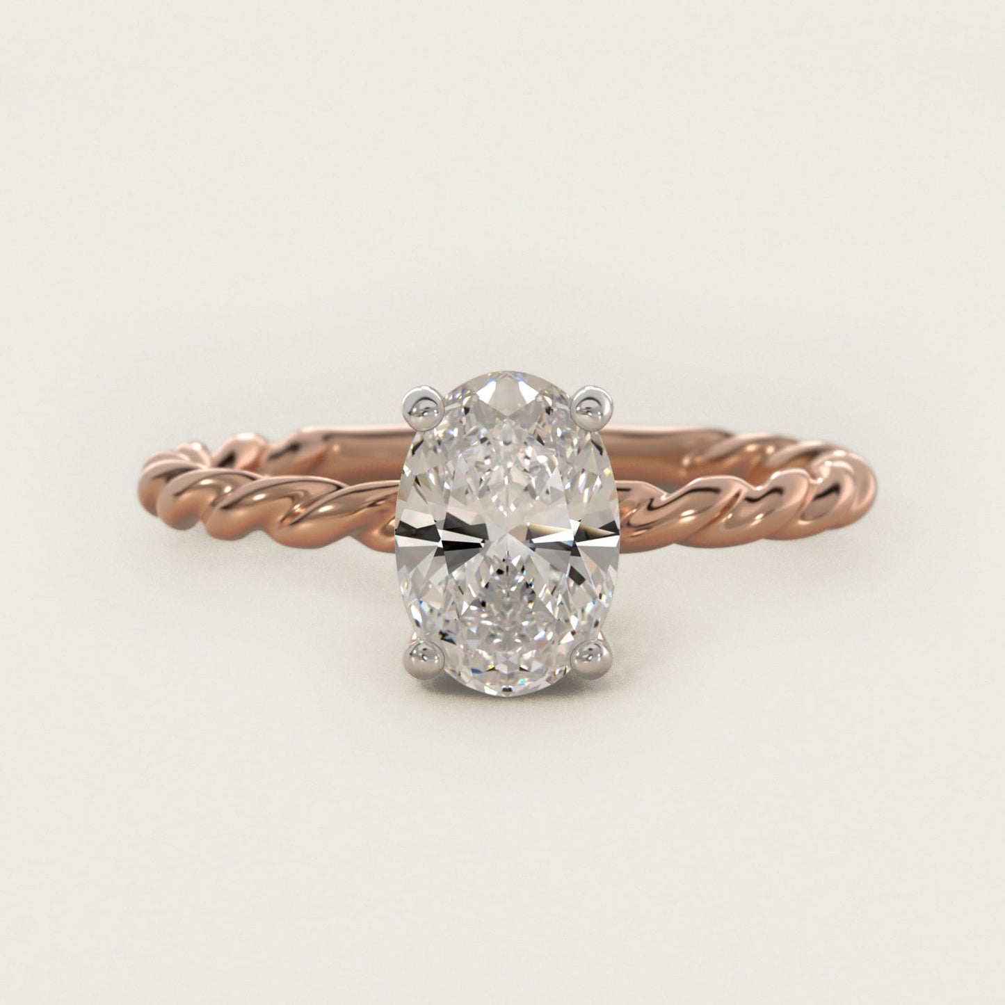 Cable Solitaire Engagement Ring In 18k Rose Gold By James Allen - Oval Center