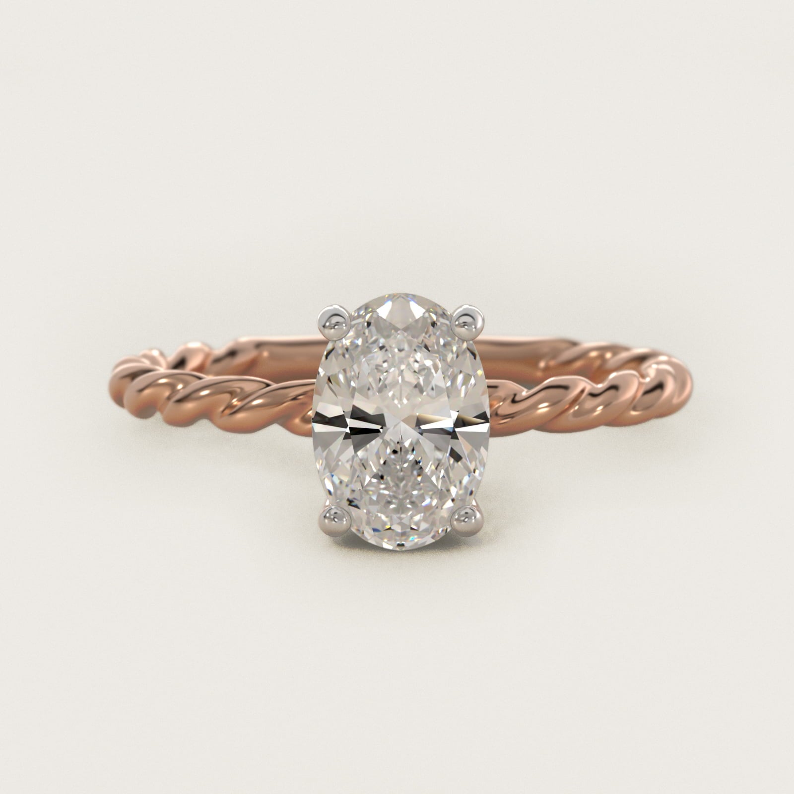 Cable Solitaire Engagement Ring In 18k Rose Gold By James Allen - Oval Center