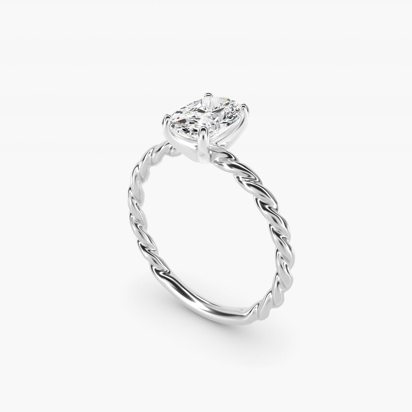 Cable Solitaire Engagement Ring In 14K White Gold By James Allen - Oval Center