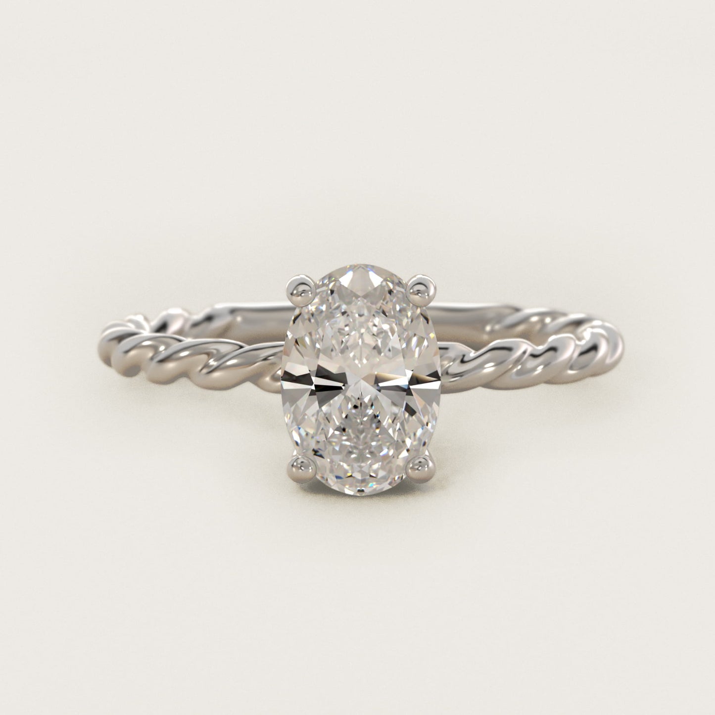 Cable Solitaire Engagement Ring In 14K White Gold By James Allen - Oval Center