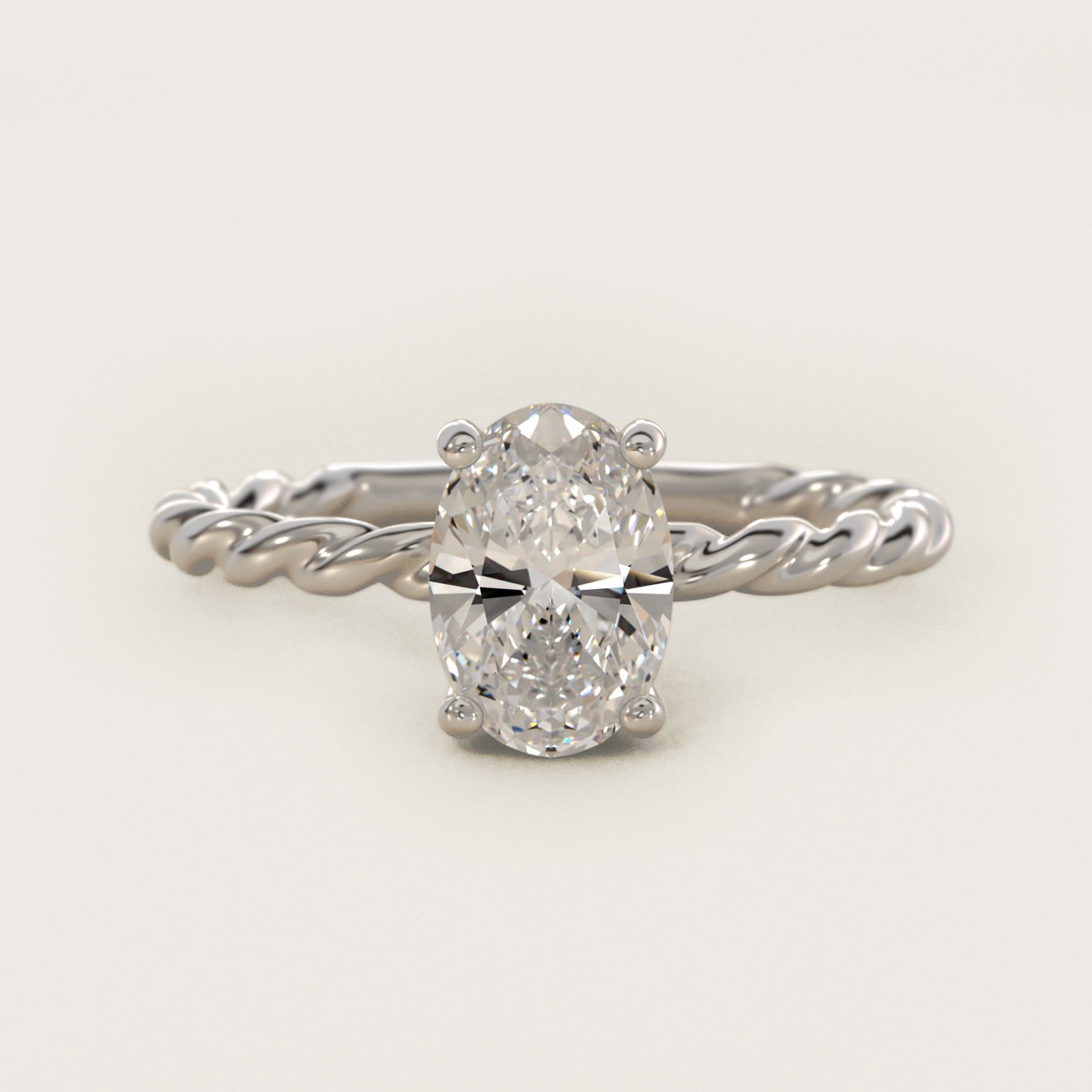 Cable Solitaire Engagement Ring In 14K White Gold By James Allen - Oval Center