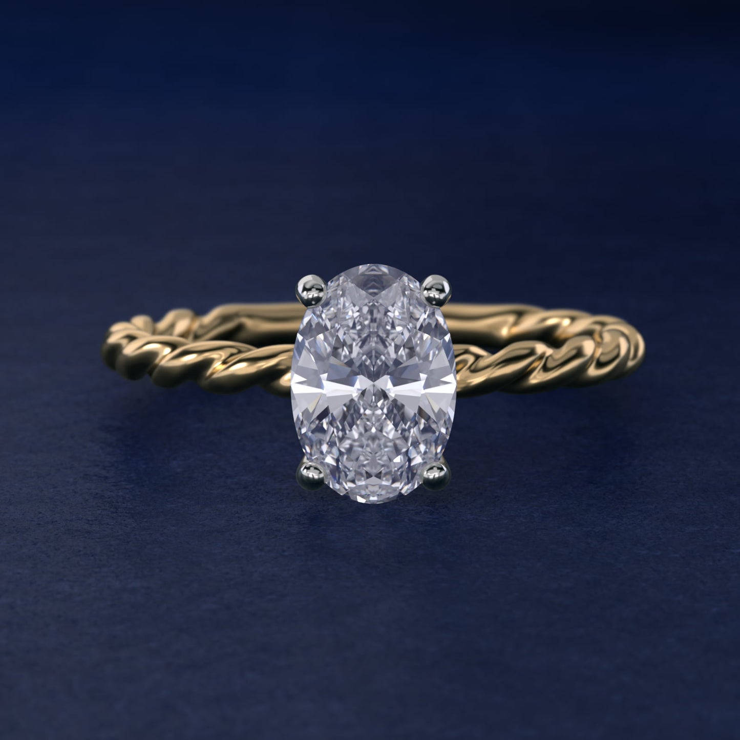 Cable Solitaire Engagement Ring In 14K Yellow Gold By James Allen - Oval Center