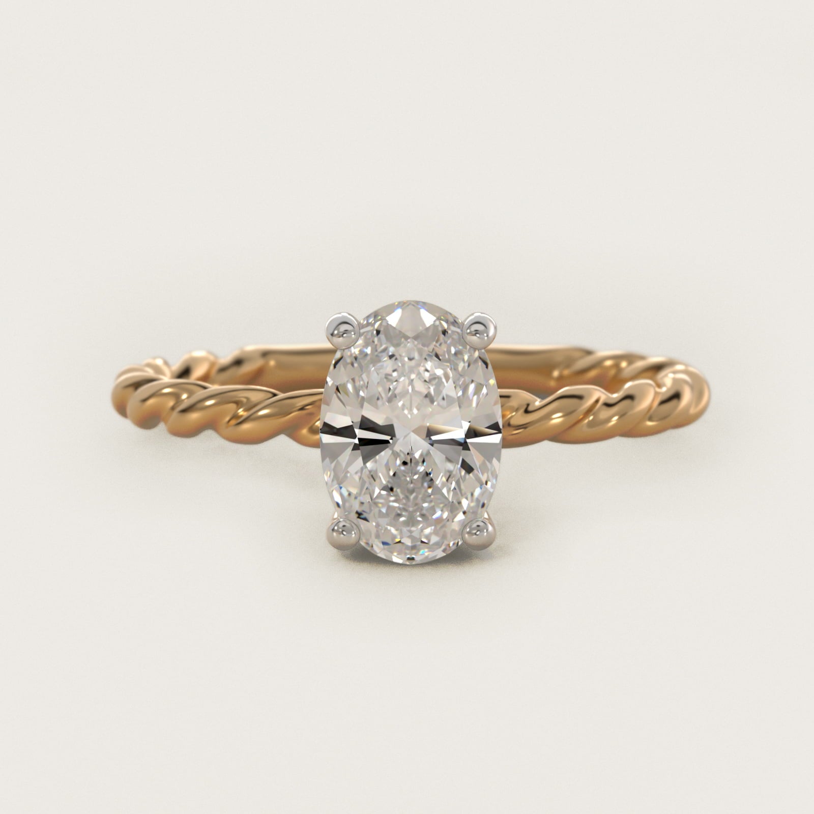 Cable Solitaire Engagement Ring In 18k Yellow Gold By James Allen - Oval Center