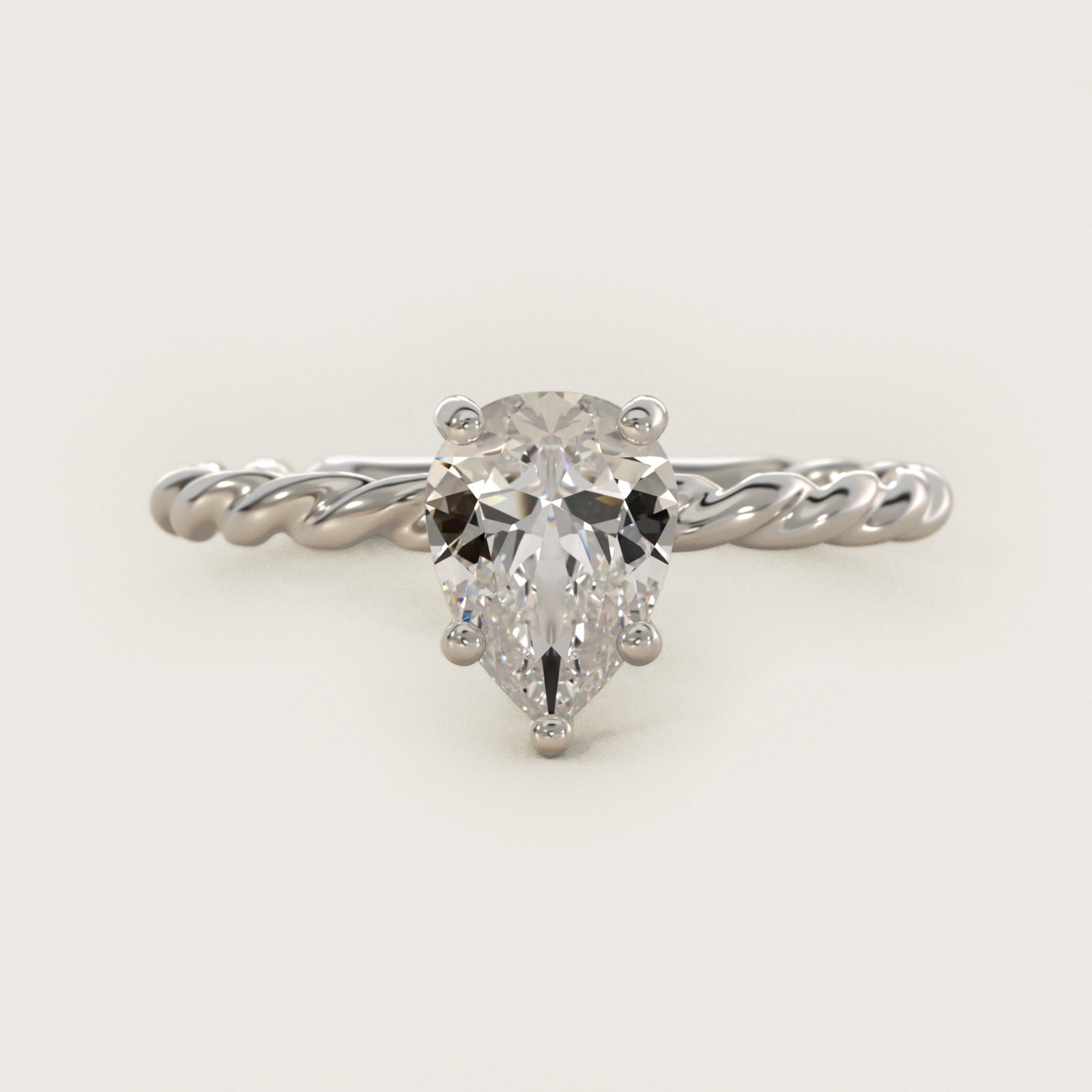 Cable Solitaire Engagement Ring In 14K White Gold By James Allen - Pear Center