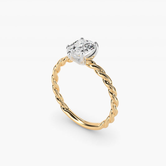 Cable Solitaire Engagement Ring In 14K Yellow Gold By James Allen - Pear Center