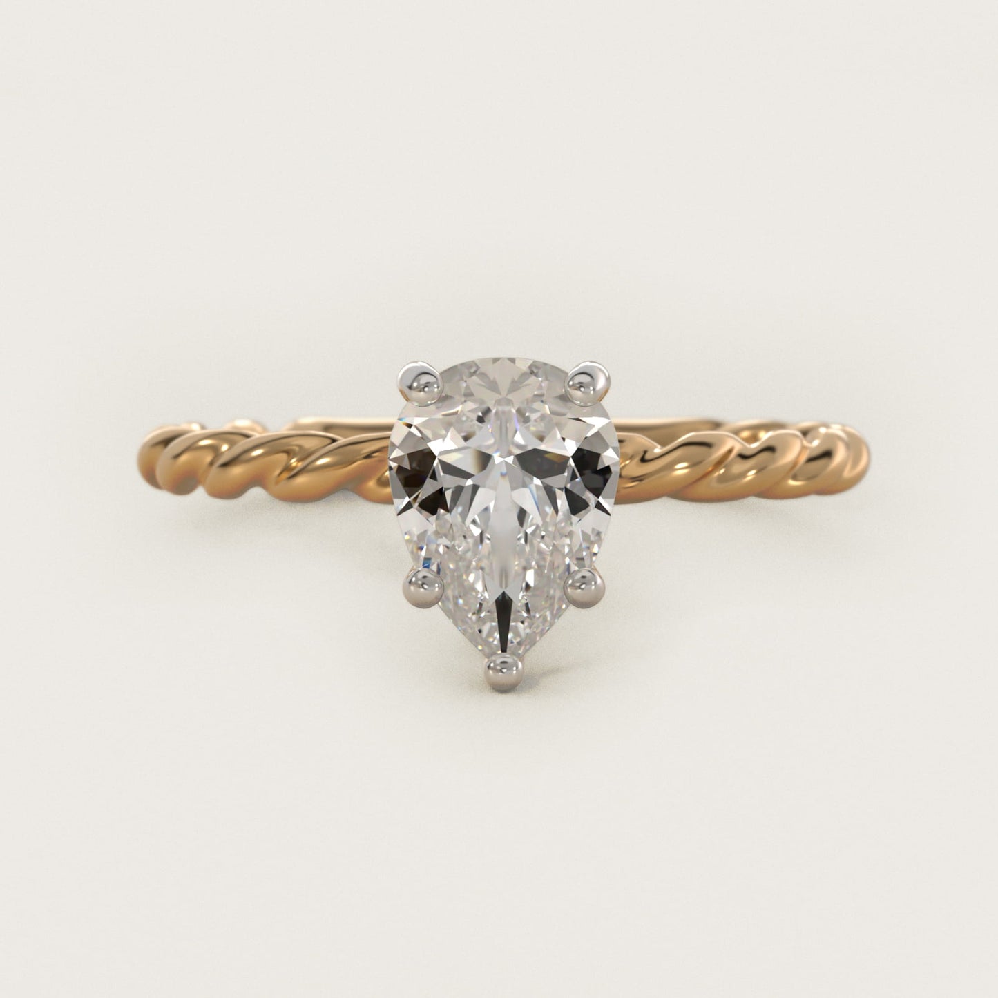 Cable Solitaire Engagement Ring In 18k Yellow Gold By James Allen - Pear Center