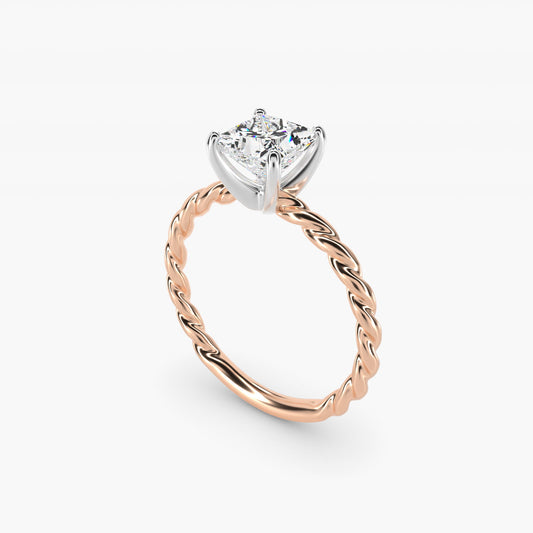 Cable Solitaire Engagement Ring In 18k Rose Gold By James Allen - Princess Center