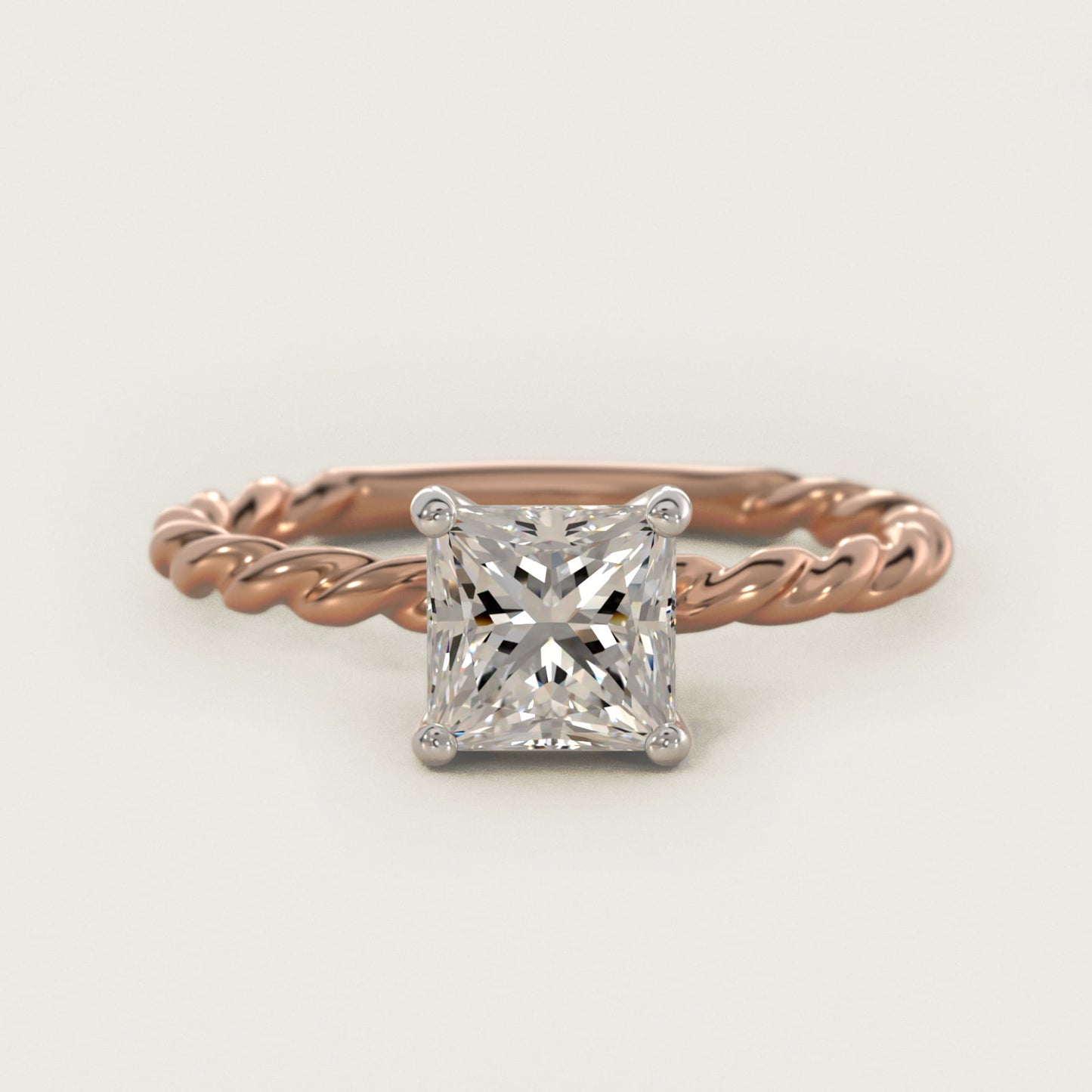 Cable Solitaire Engagement Ring In 14K Rose Gold By James Allen - Princess Center