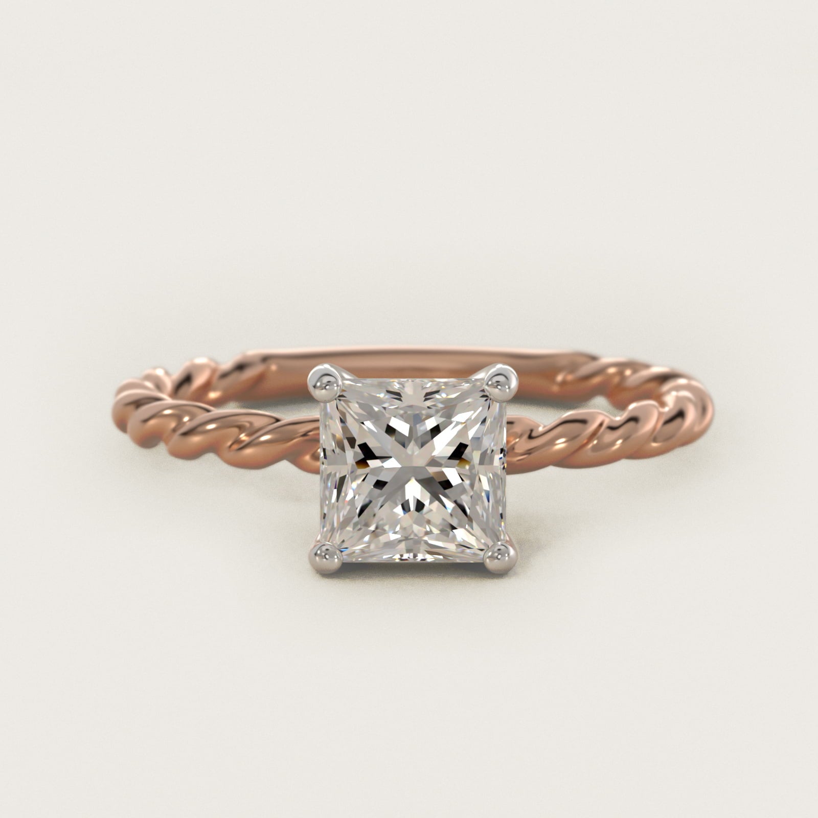 Cable Solitaire Engagement Ring In 18k Rose Gold By James Allen - Princess Center