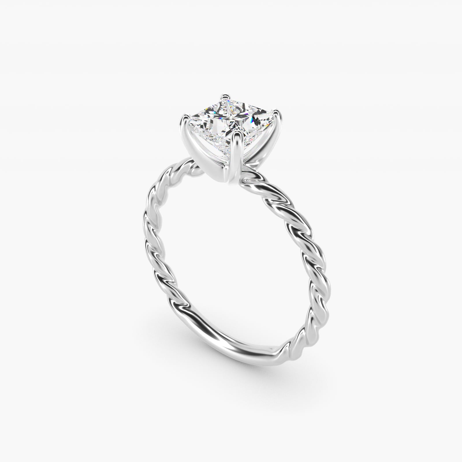 Cable Solitaire Engagement Ring In 14K White Gold By James Allen - Princess Center