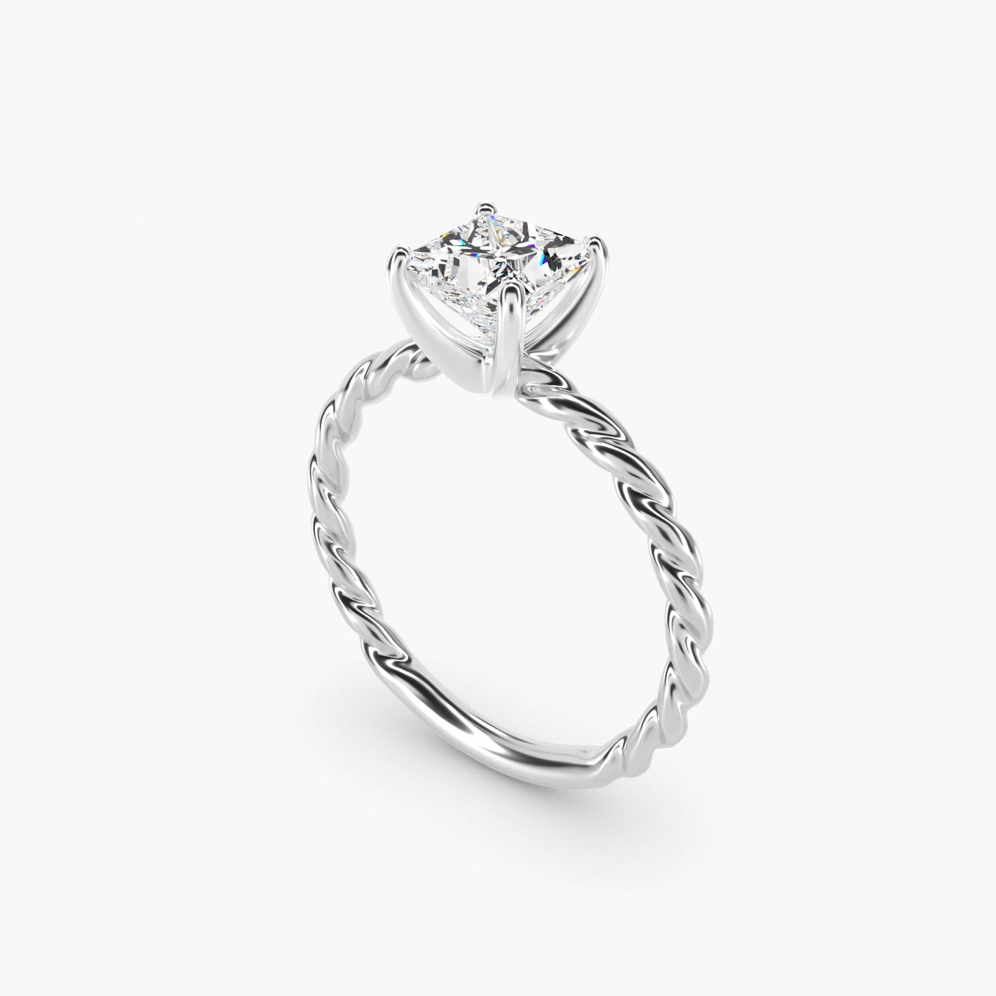 Cable Solitaire Engagement Ring In 18k White Gold By James Allen - Princess Center