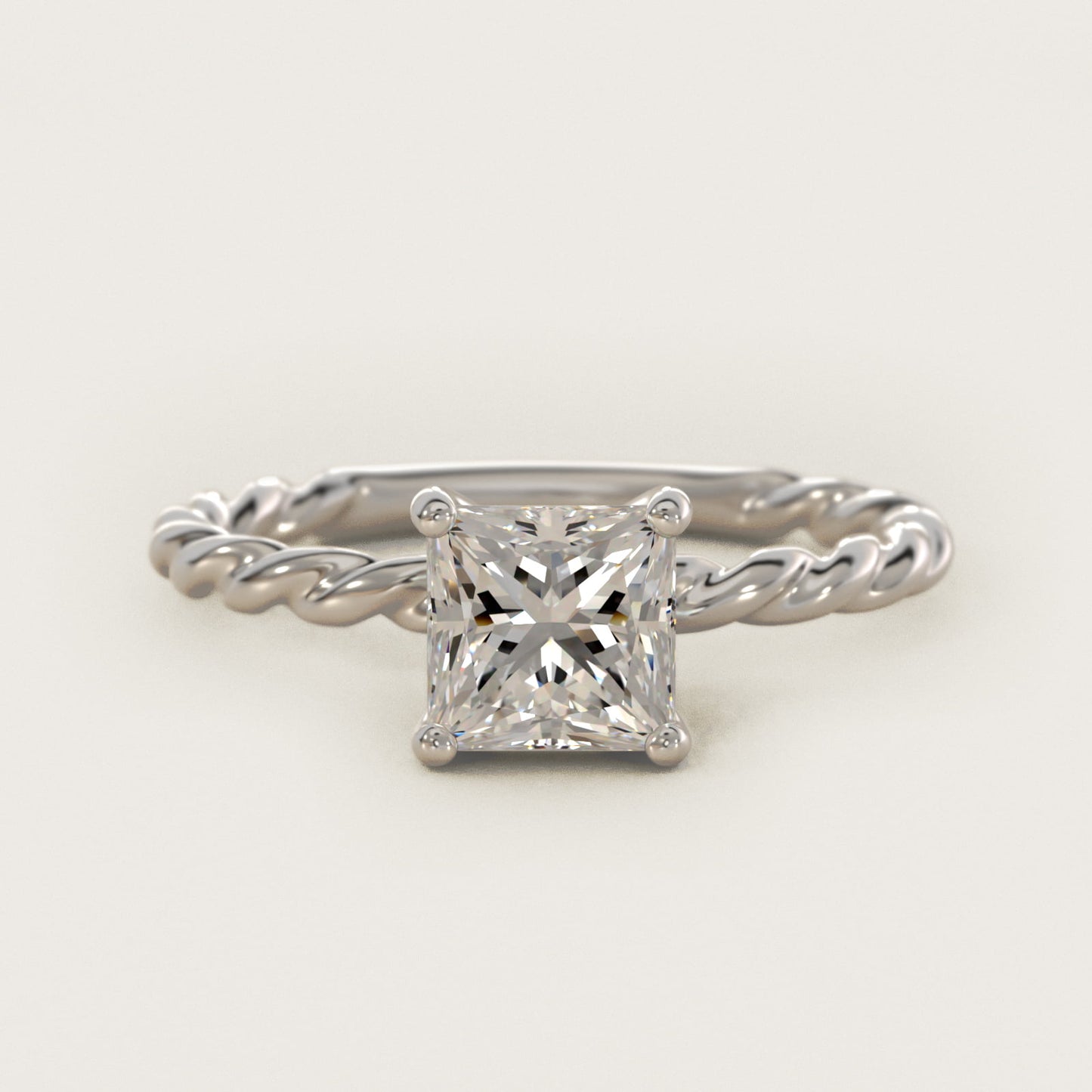 Cable Solitaire Engagement Ring In 18k White Gold By James Allen - Princess Center
