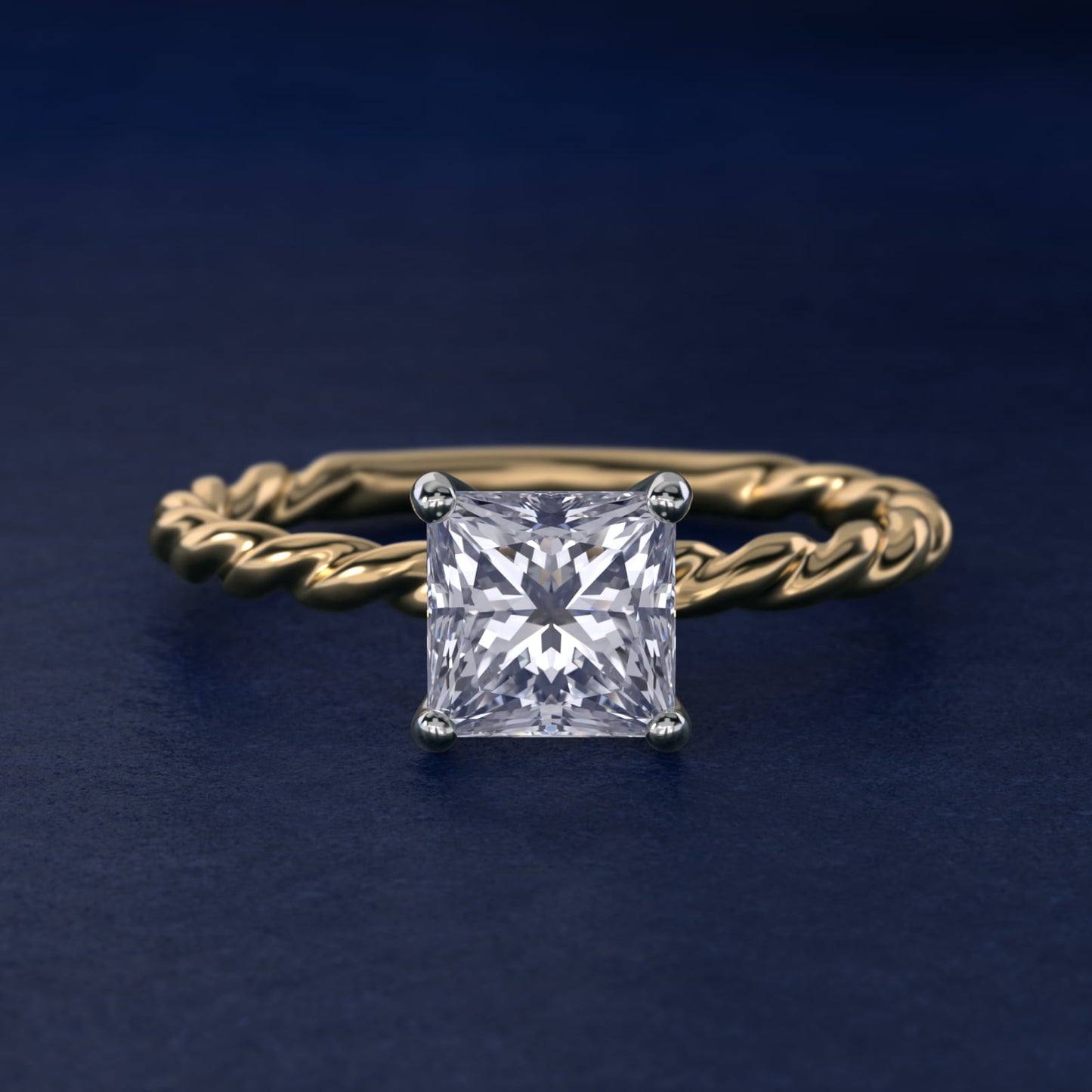 Cable Solitaire Engagement Ring In 18k Yellow Gold By James Allen - Princess Center