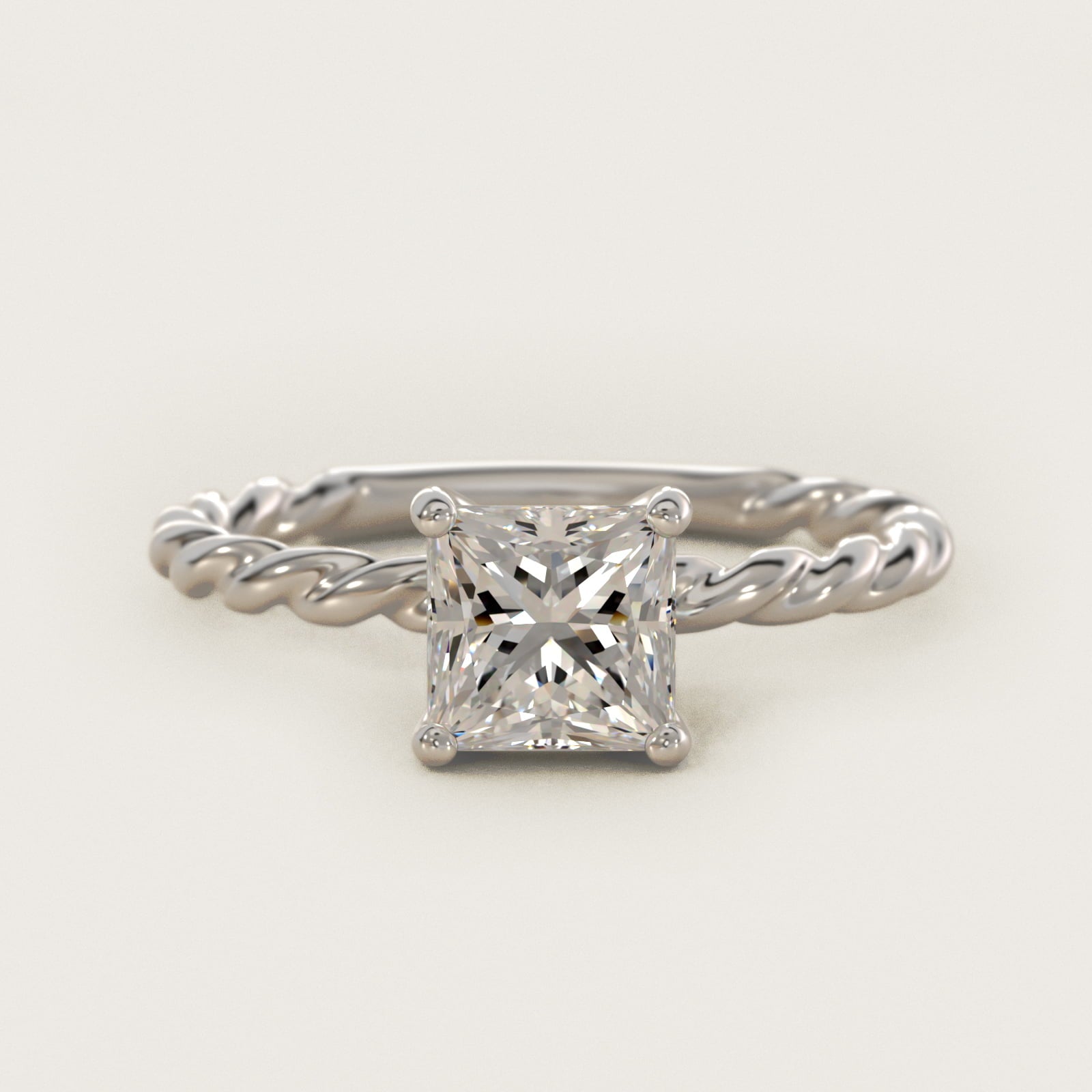 Cable Solitaire Engagement Ring In Platinum By James Allen - Princess Center