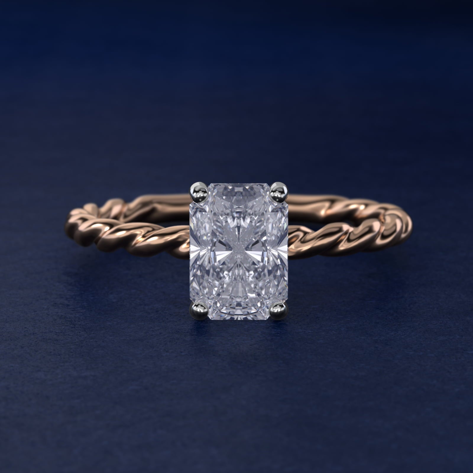 Cable Solitaire Engagement Ring In 18k Rose Gold By James Allen - Radiant Center