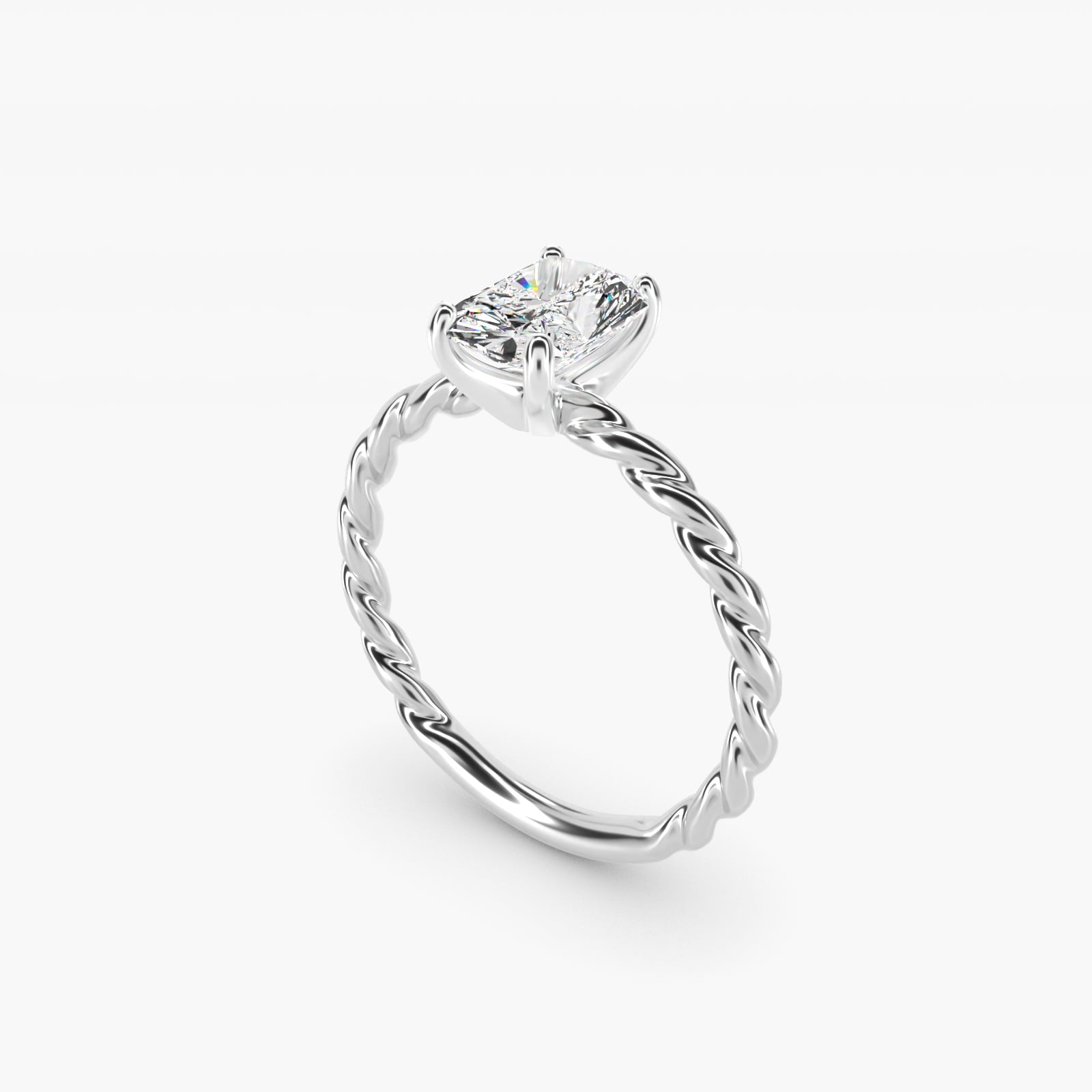 Cable Solitaire Engagement Ring In 14K White Gold By James Allen - Radiant Center