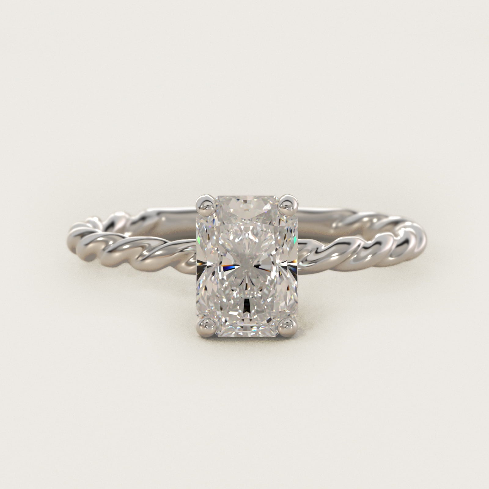 Cable Solitaire Engagement Ring In 18k White Gold By James Allen - Radiant Center